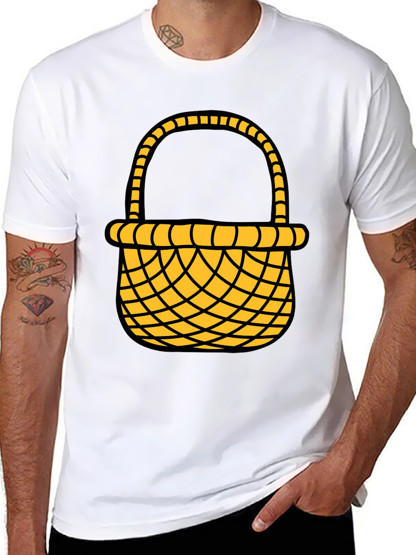 Easter Basket Graphic Tee - Black Cotton Blend Shirt