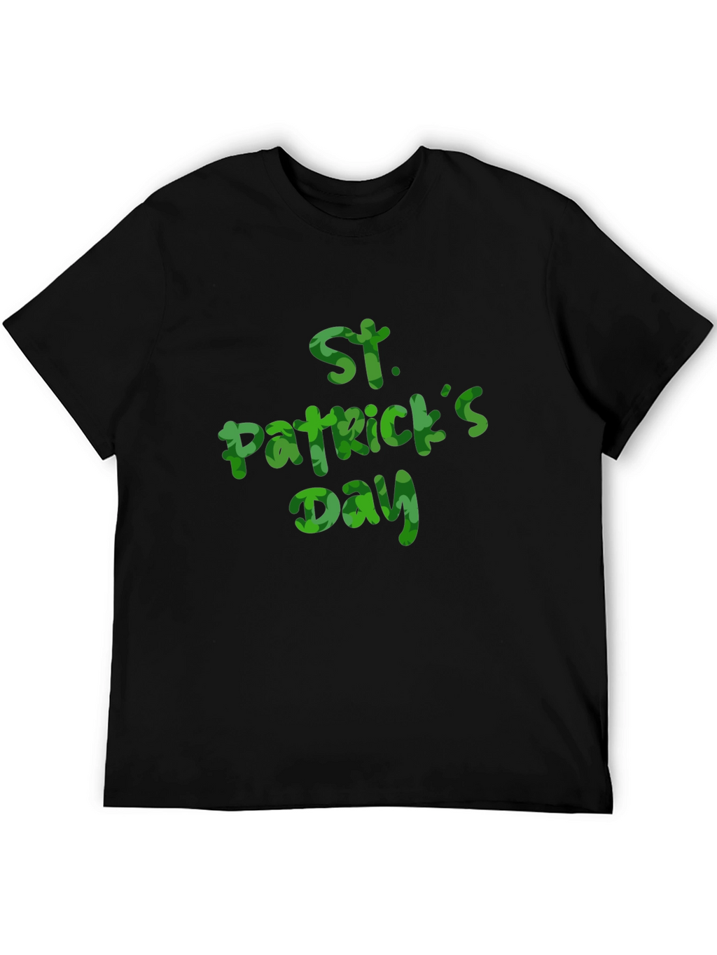 St. Patricks Day Clover Print Black T-Shirt