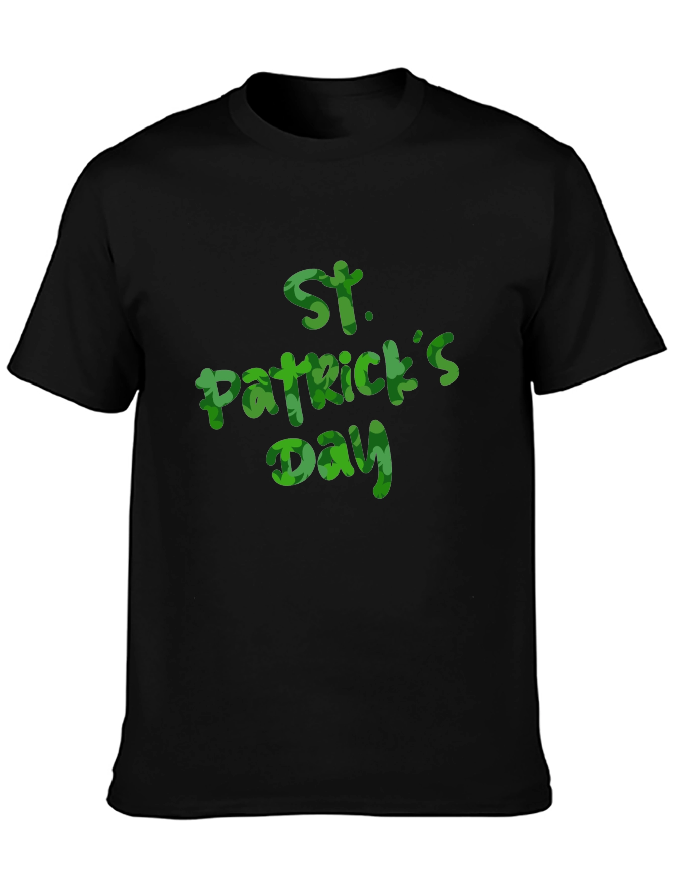 St. Patricks Day Clover Print Black T-Shirt