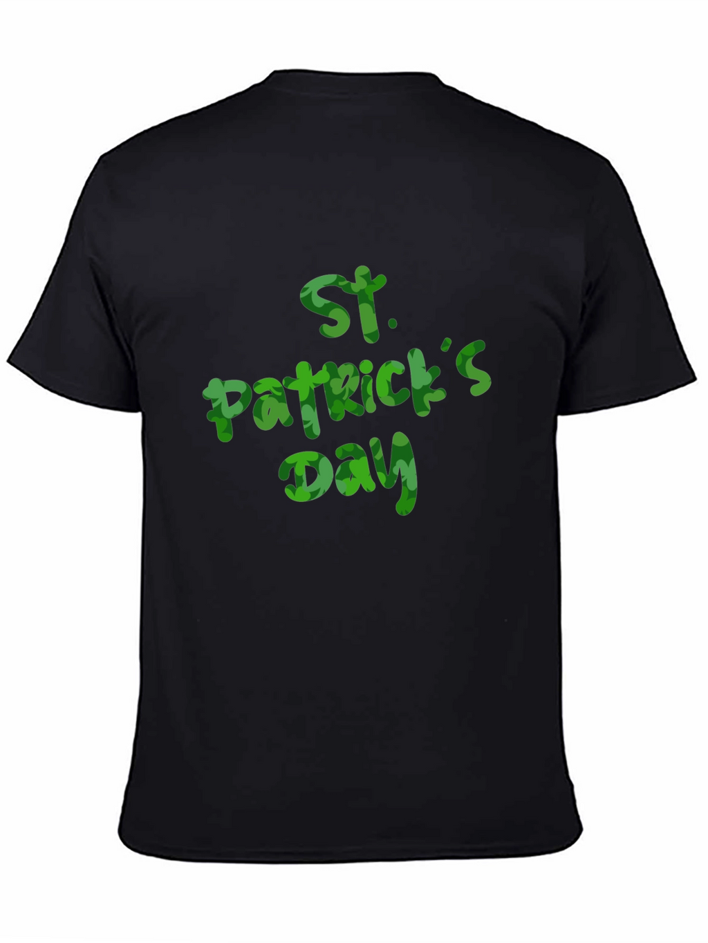 St. Patricks Day Clover Print Black T-Shirt