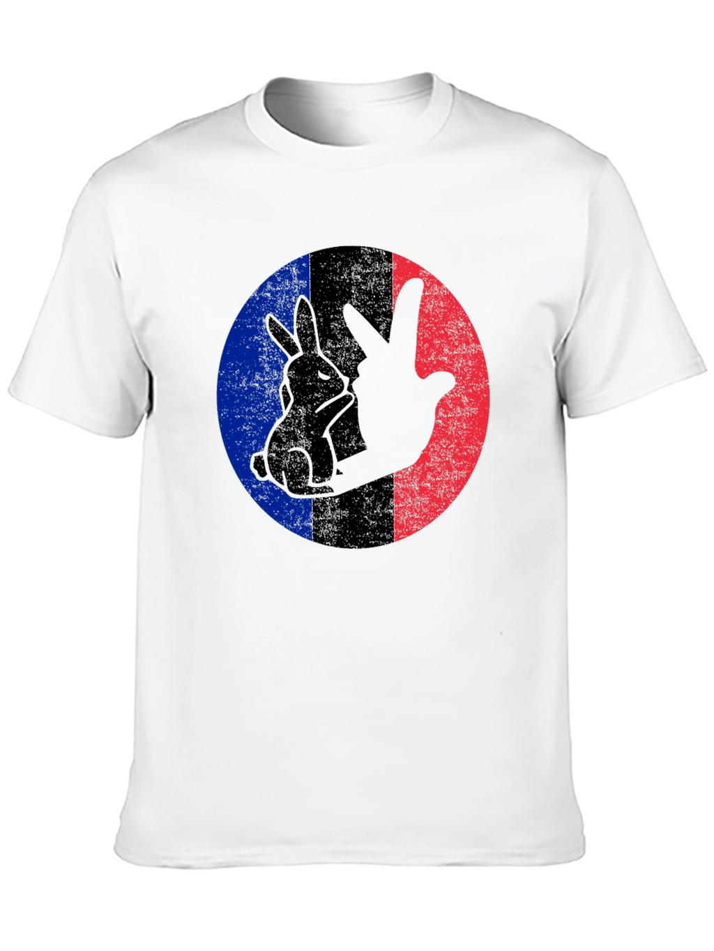 Rabbit Peace Sign Black T-Shirt