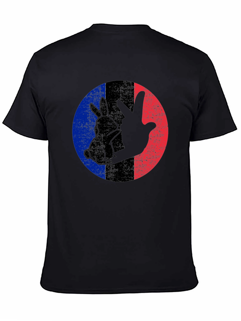 Rabbit Peace Sign Black T-Shirt