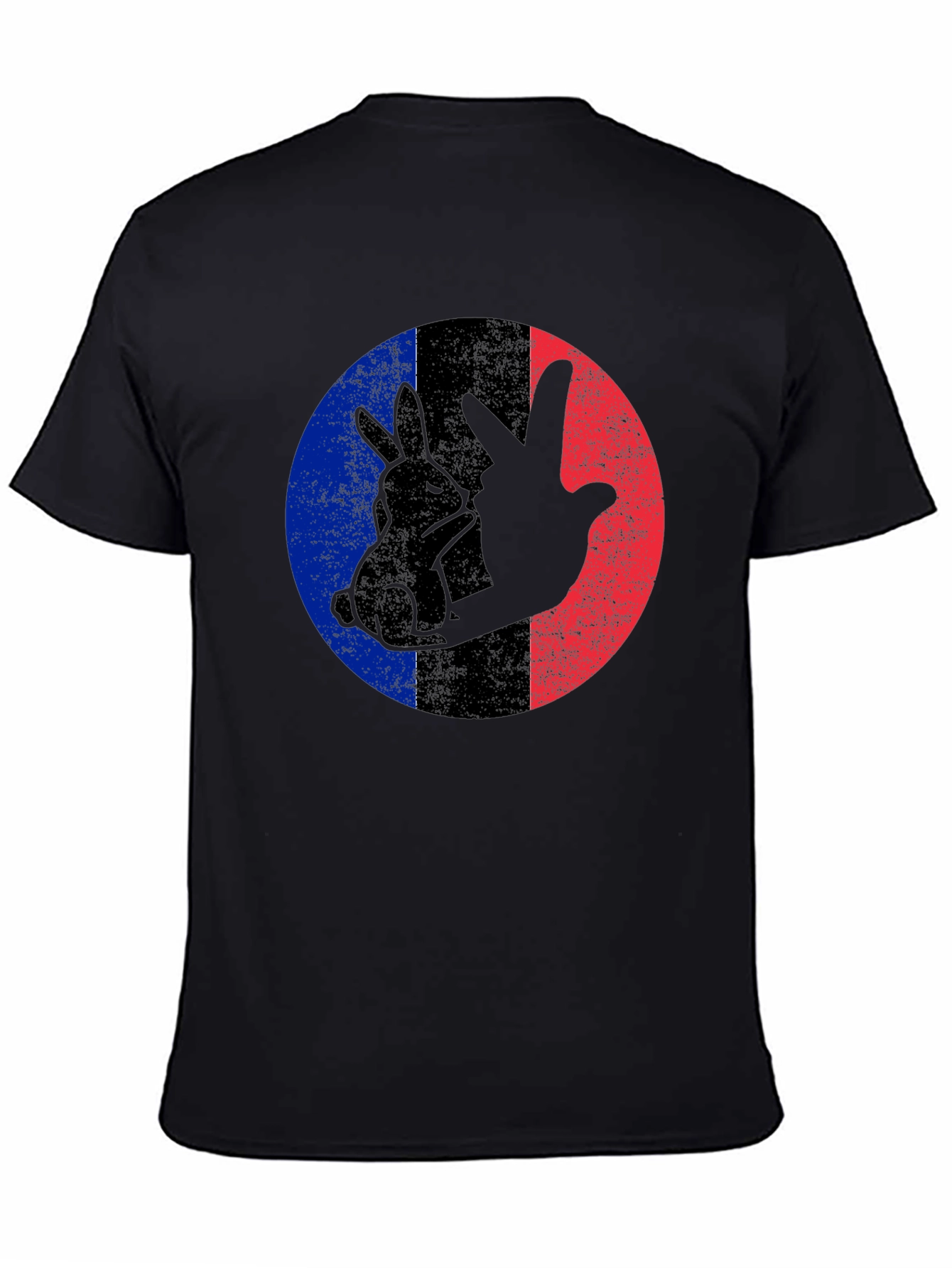 Rabbit Peace Sign Black T-Shirt