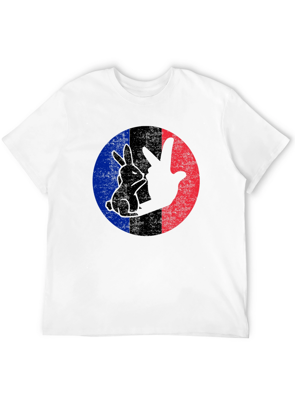 Rabbit Peace Sign Black T-Shirt