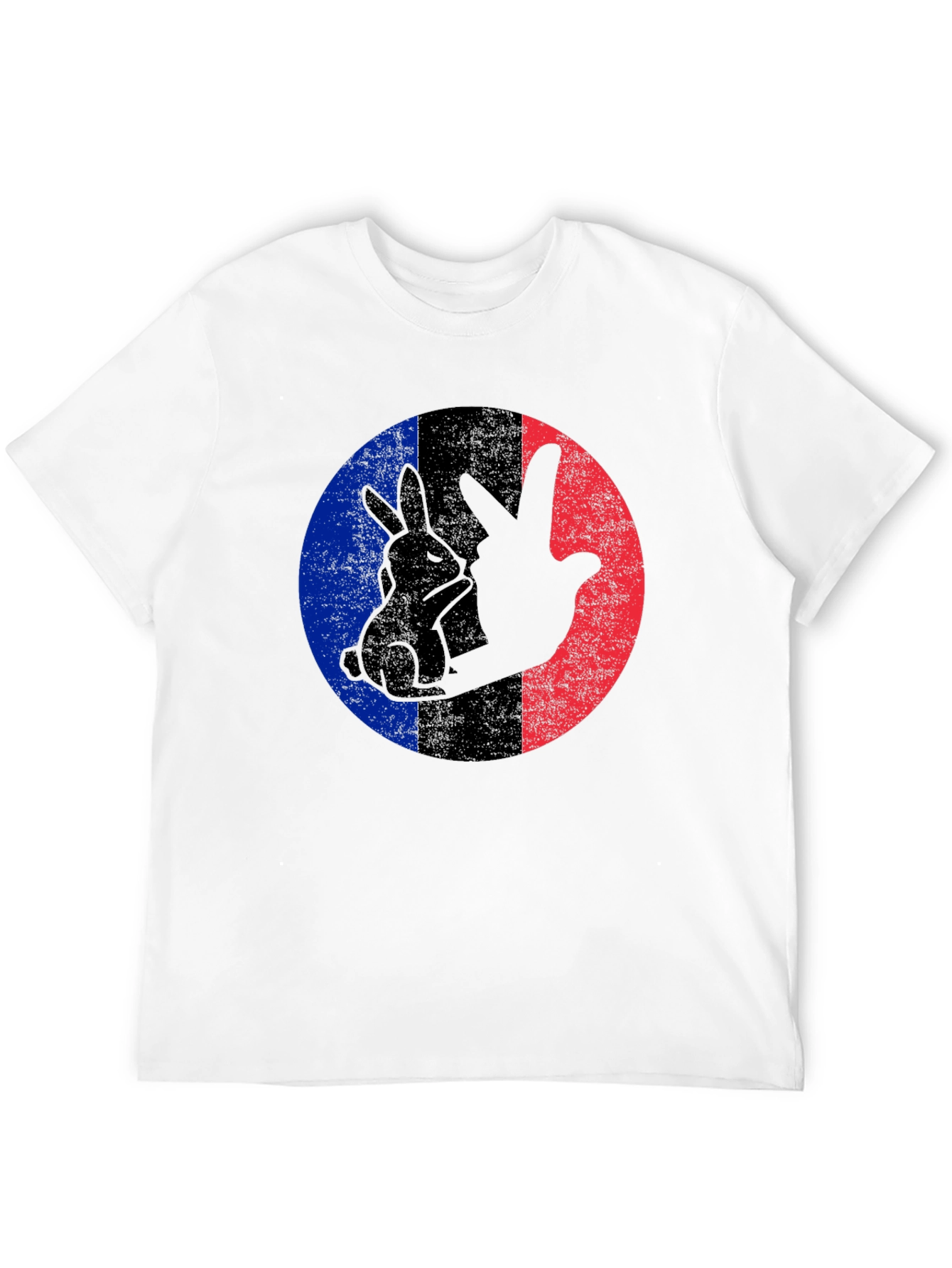 Rabbit Peace Sign Black T-Shirt