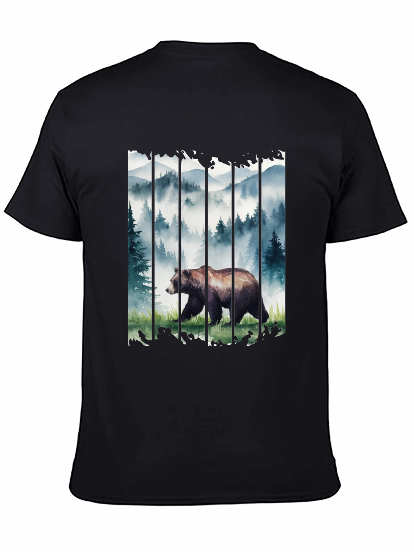 Grizzly Bear Forest Tee - Nature Inspired Graphic T-Shirt