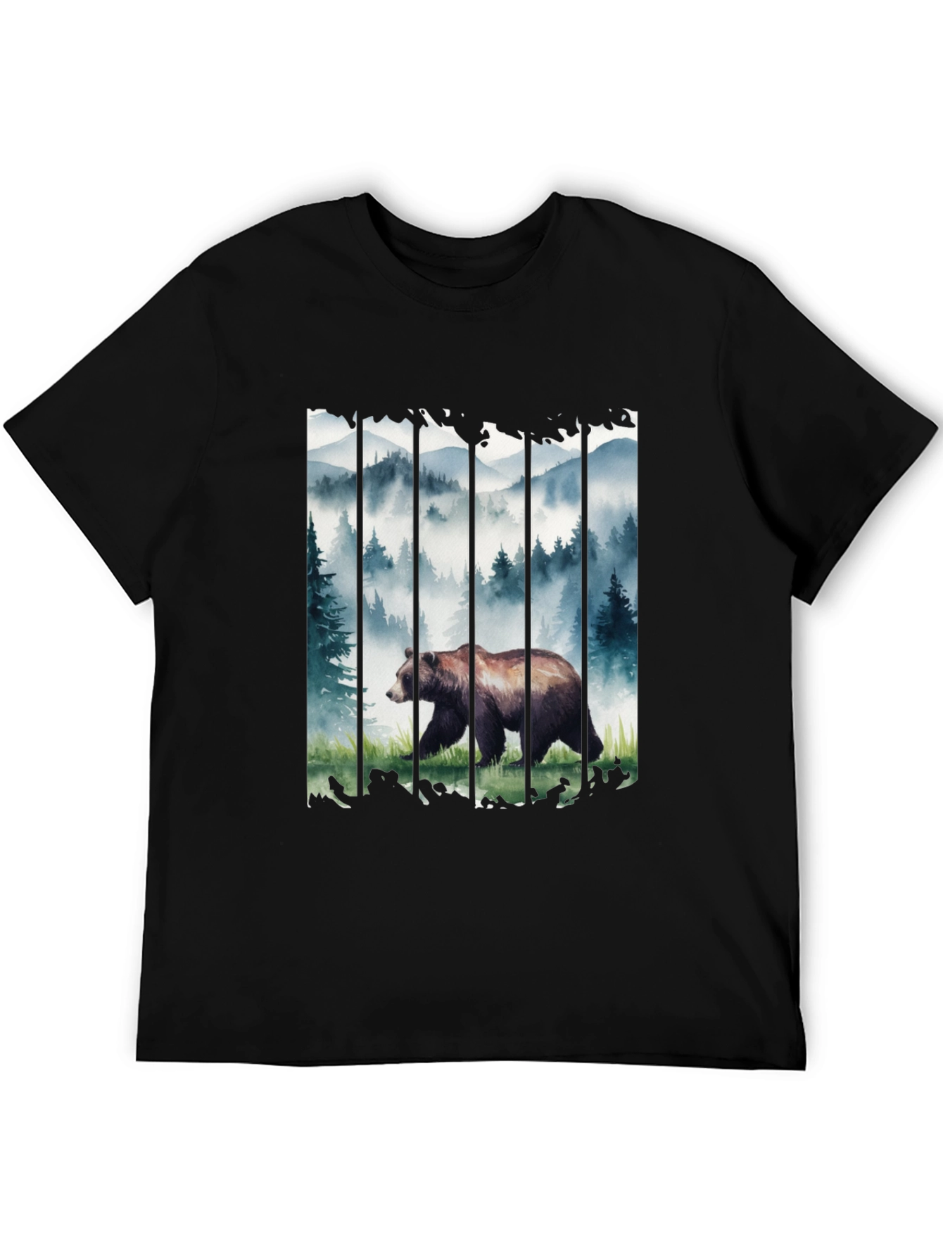 Grizzly Bear Forest Tee - Nature Inspired Graphic T-Shirt