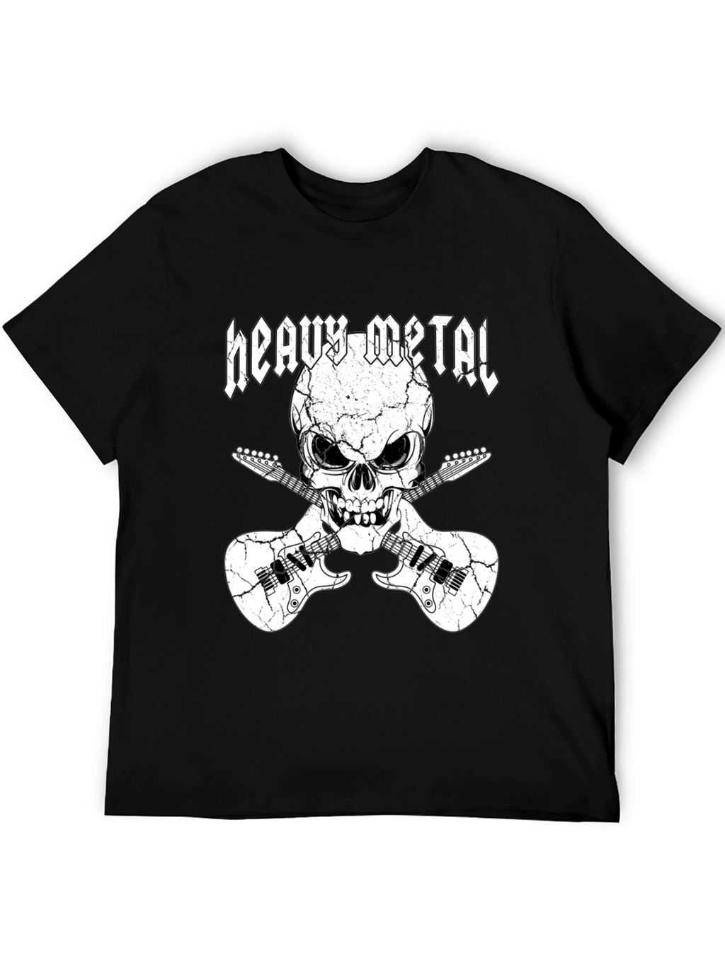 Heavy Metal Skull & Guitars Graphic T-Shirt