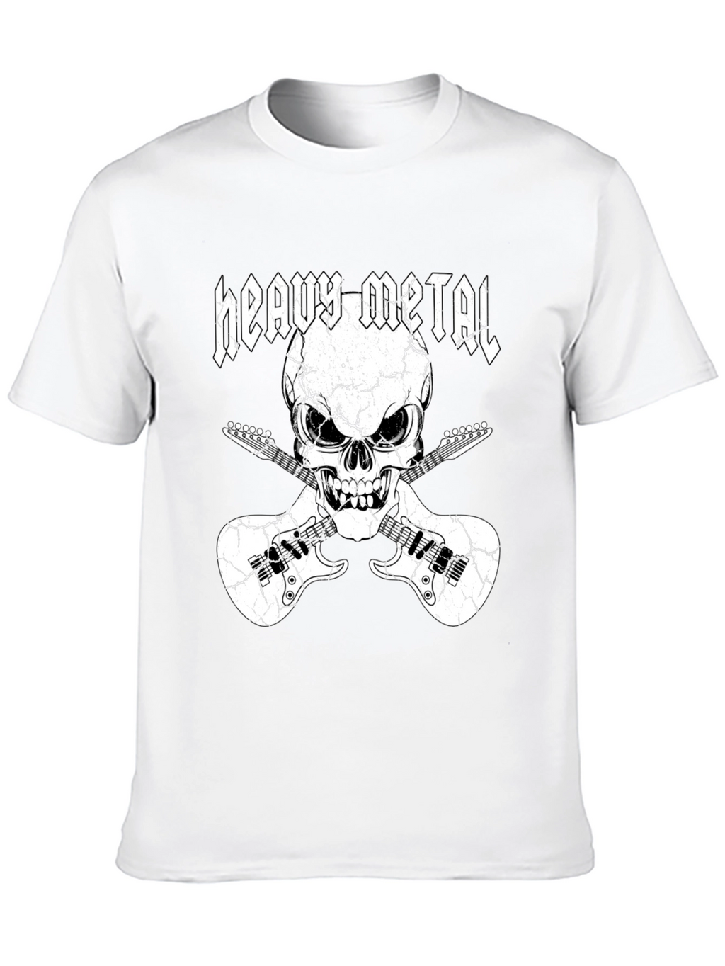 Heavy Metal Skull & Guitars Graphic T-Shirt