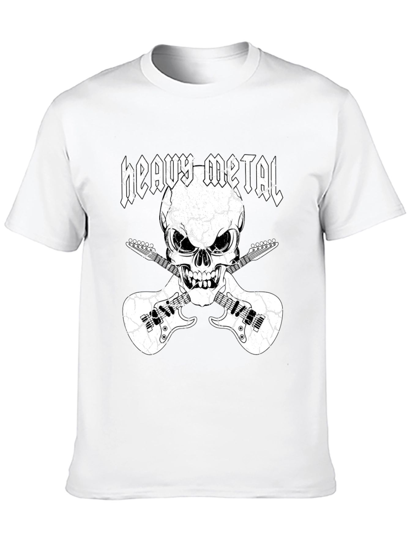 Heavy Metal Skull & Guitars Graphic T-Shirt