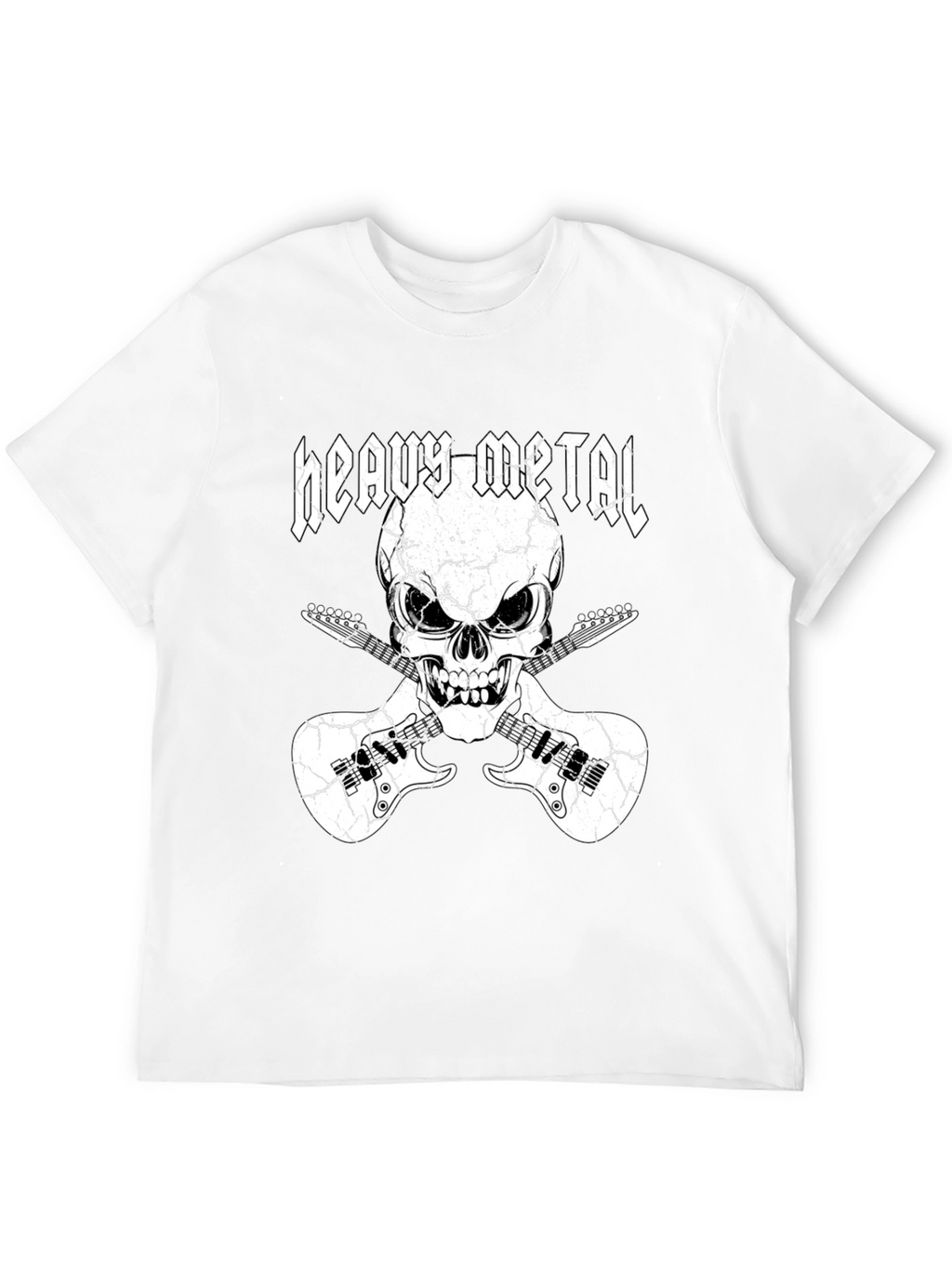 Heavy Metal Skull & Guitars Graphic T-Shirt