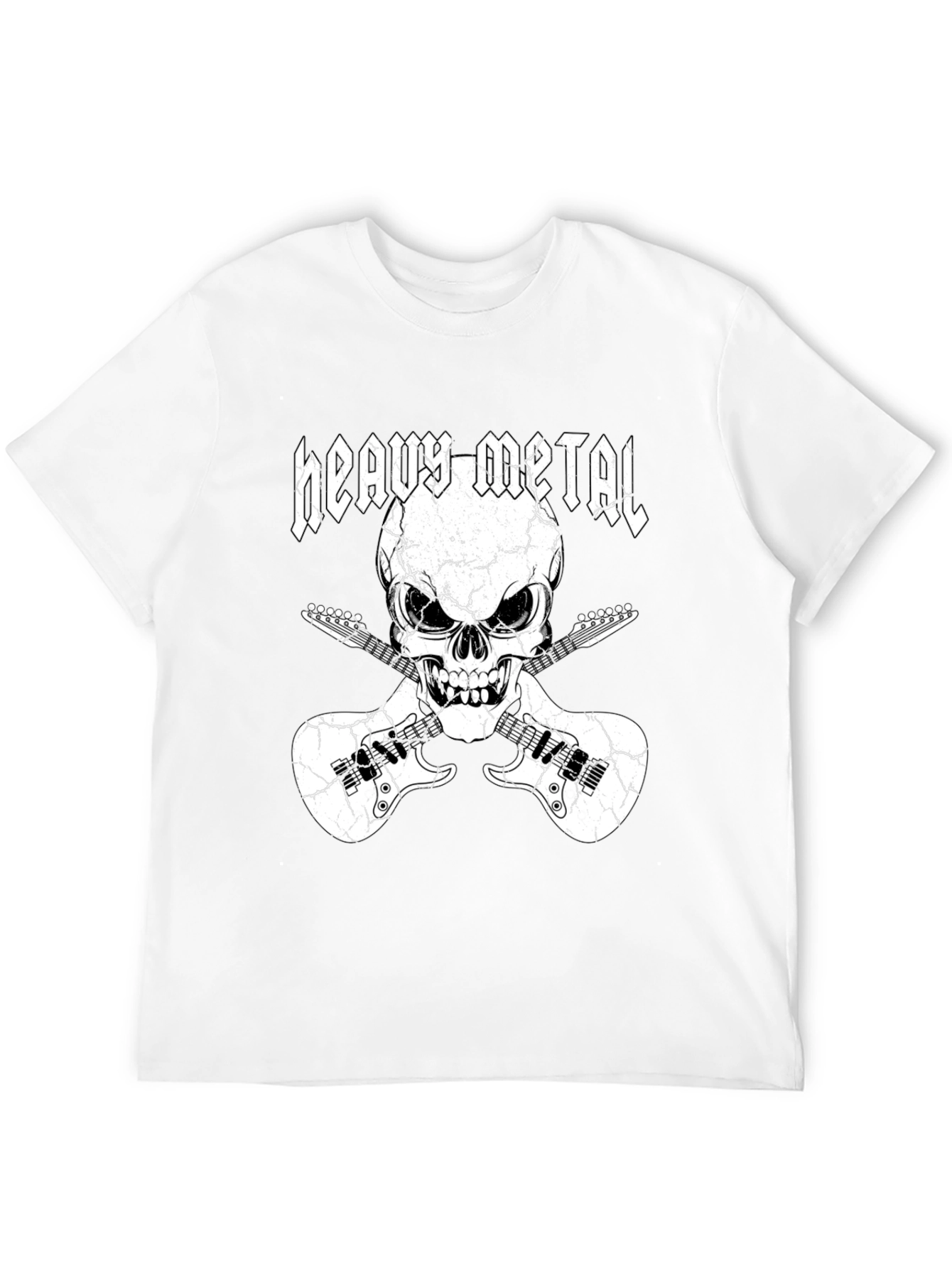 Heavy Metal Skull & Guitars Graphic T-Shirt