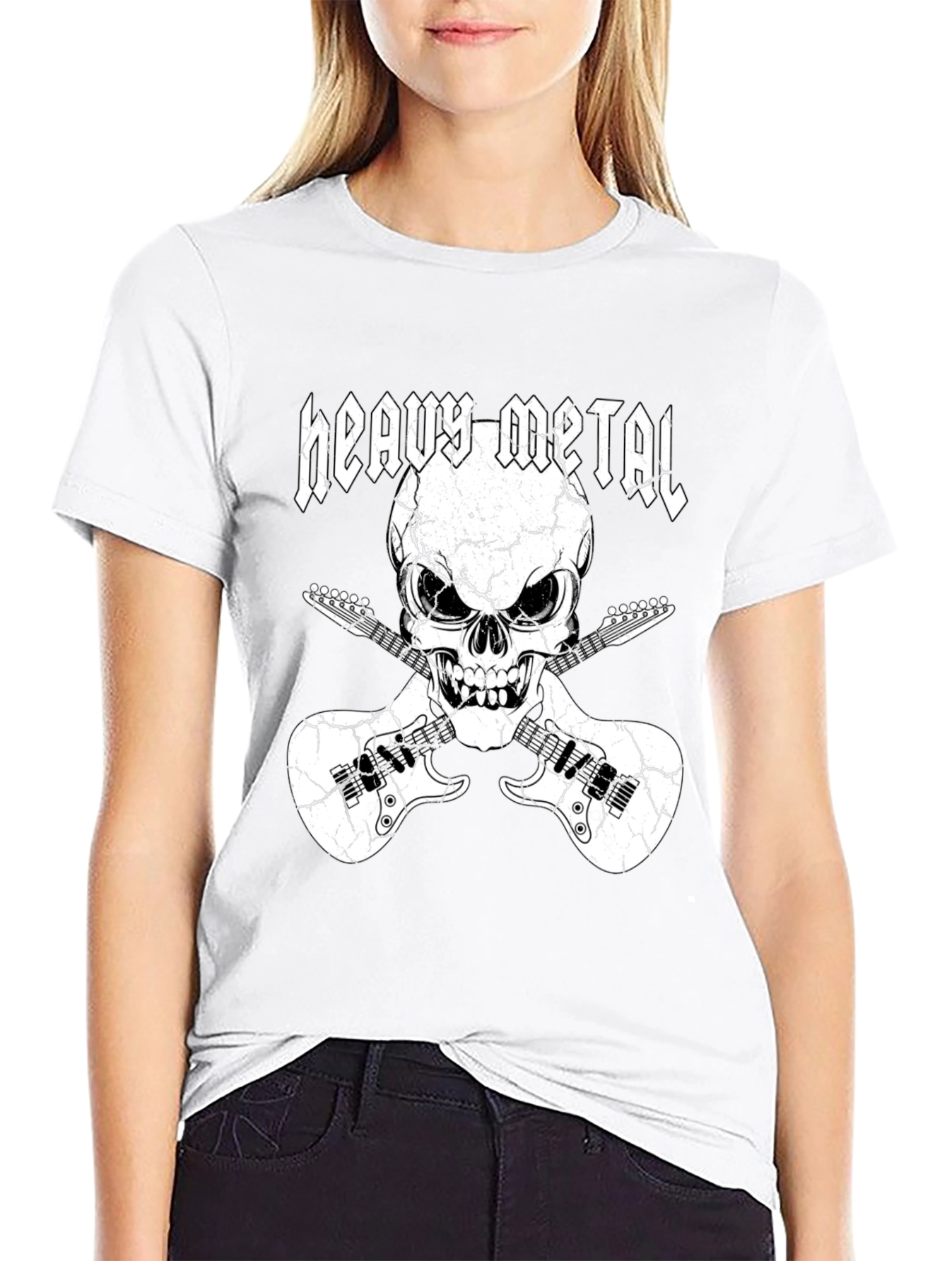 Heavy Metal Skull & Guitars Graphic T-Shirt