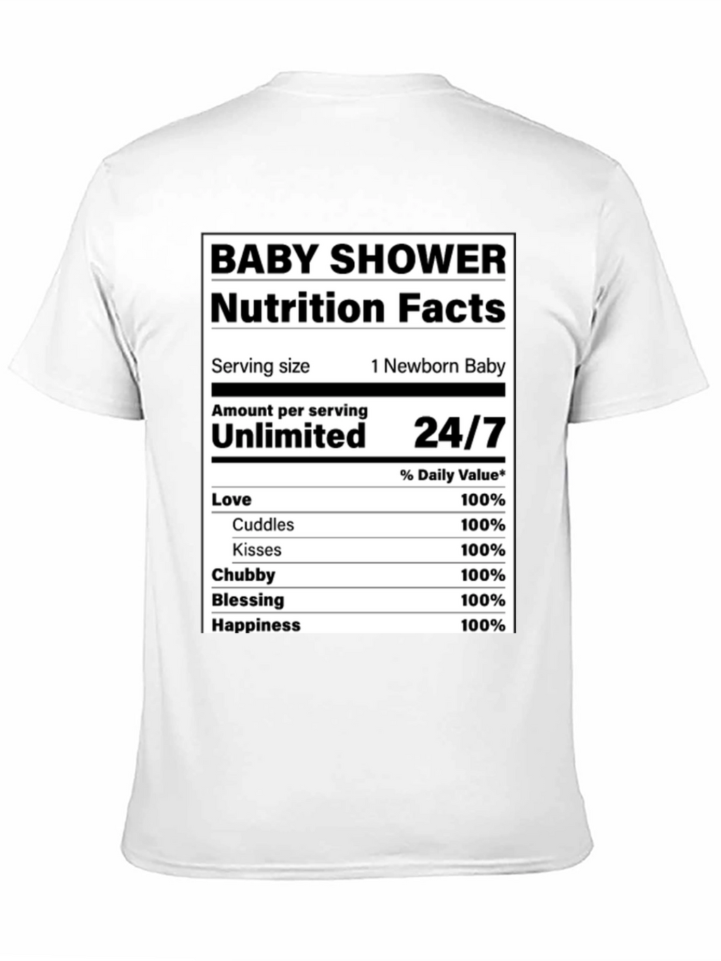 Baby Shower Nutrition Facts T-Shirt