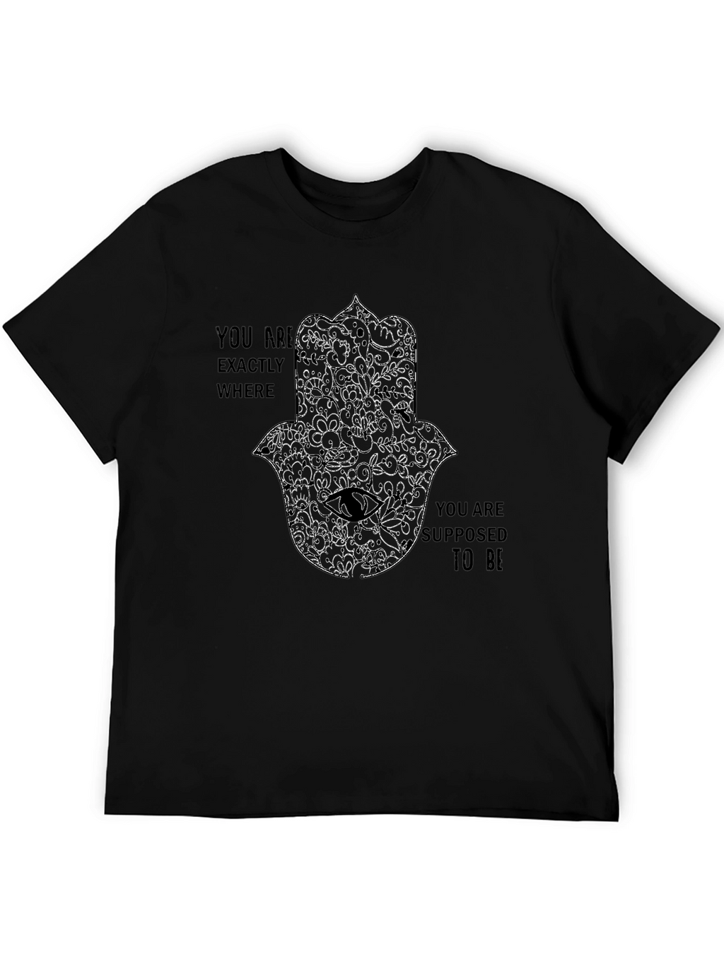 Mens Black Graphic Tee - Hamsa Hand Design