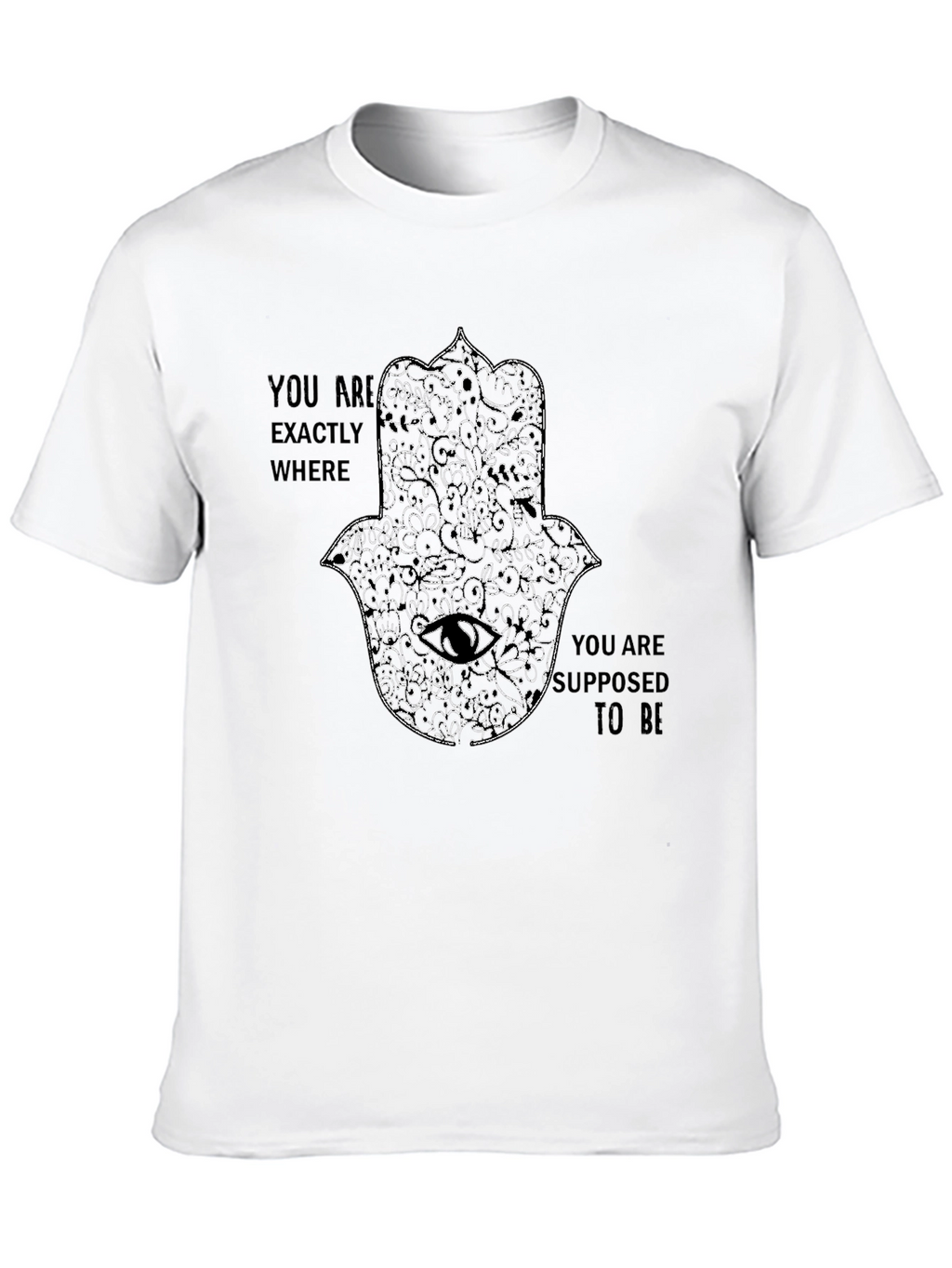 Mens Black Graphic Tee - Hamsa Hand Design