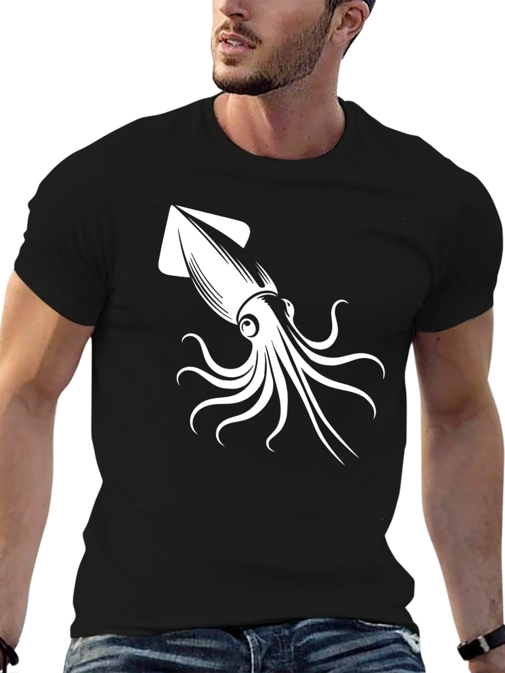 Squid Graphic T-Shirt - Black Cotton Tee