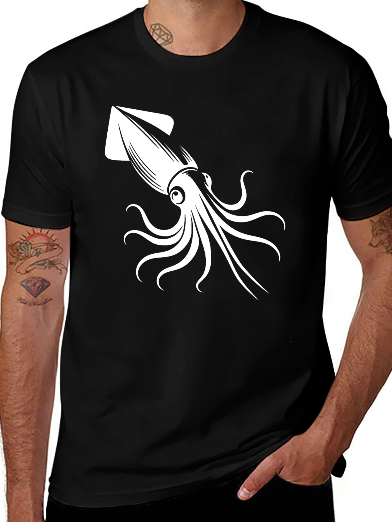 Squid Graphic T-Shirt - Black Cotton Tee