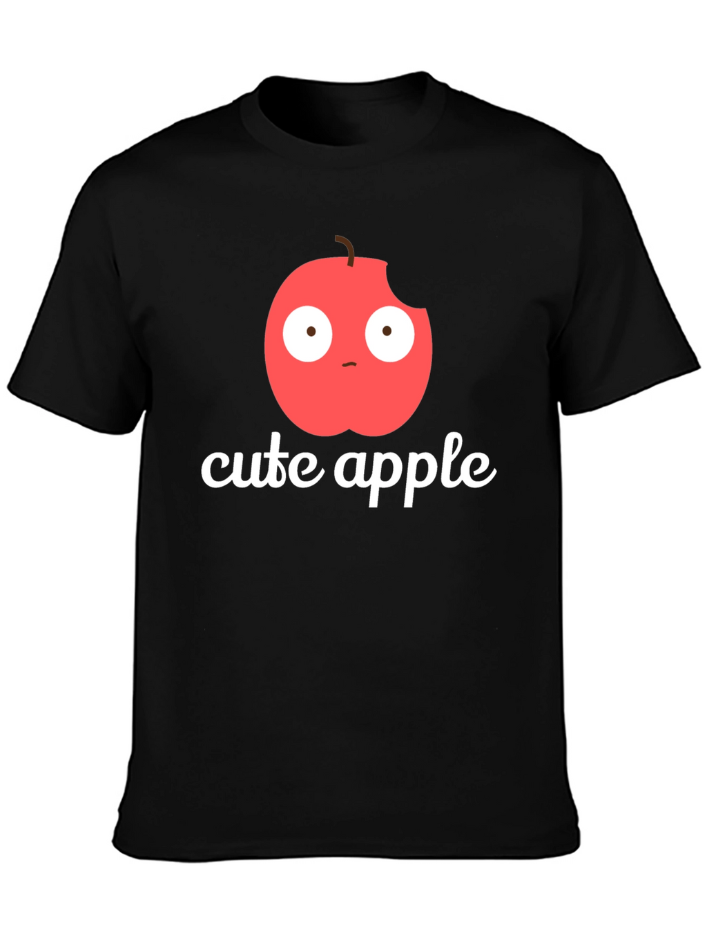 Cute Apple Graphic Print T-Shirt -  Mens Black Tee