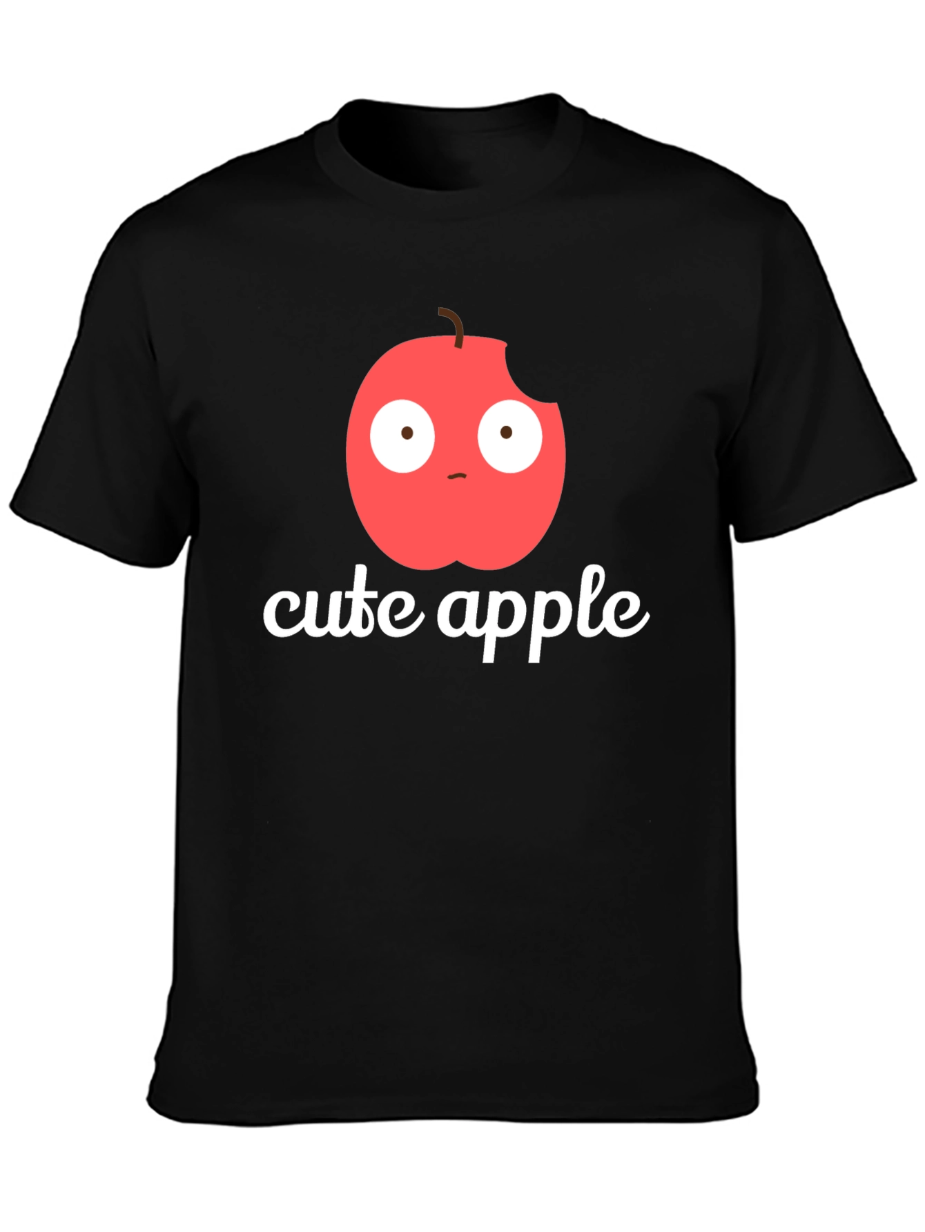 Cute Apple Graphic Print T-Shirt -  Mens Black Tee