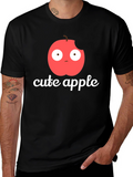 Cute Apple Graphic Print T-Shirt -  Mens Black Tee