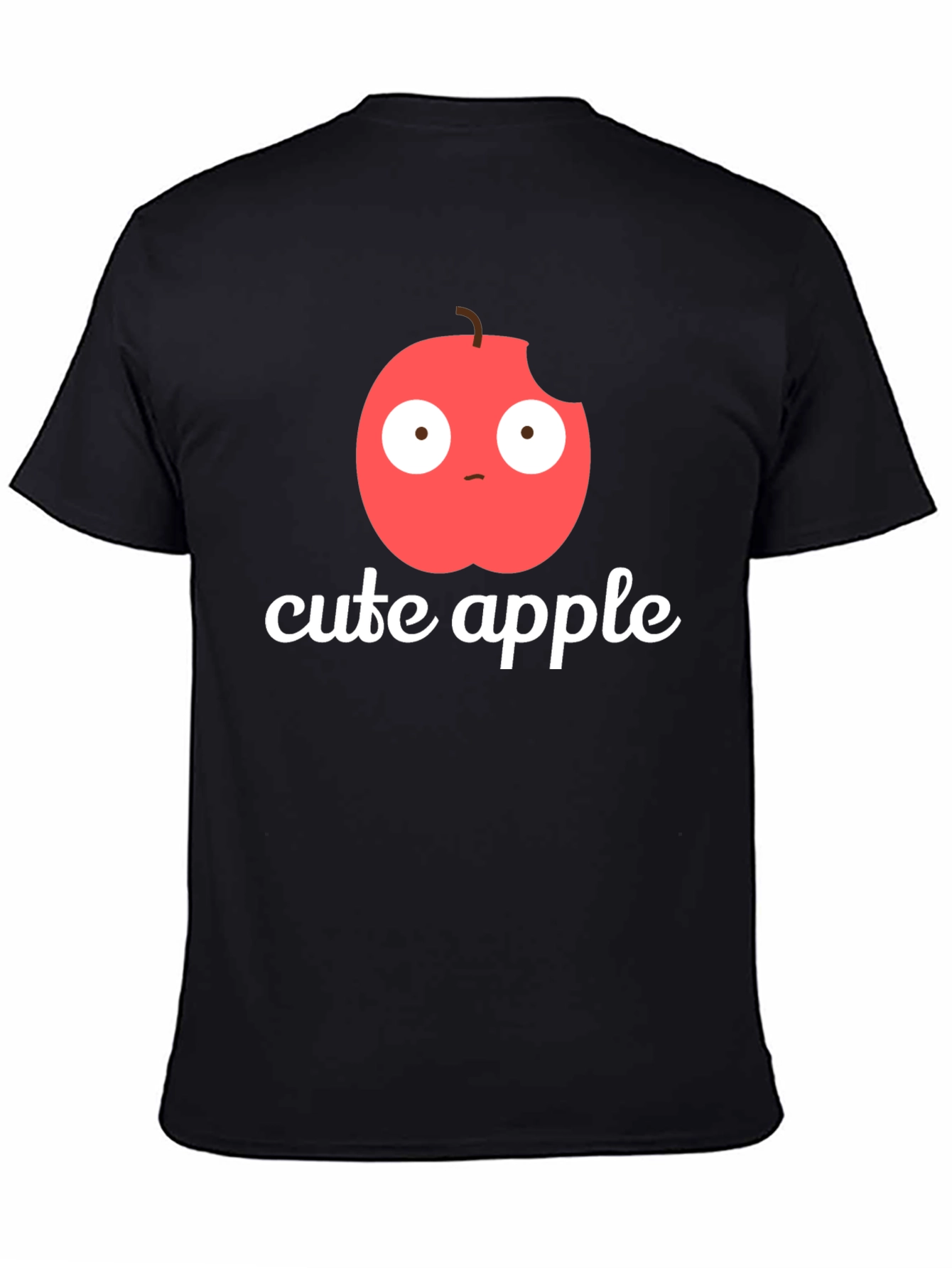 Cute Apple Graphic Print T-Shirt -  Mens Black Tee