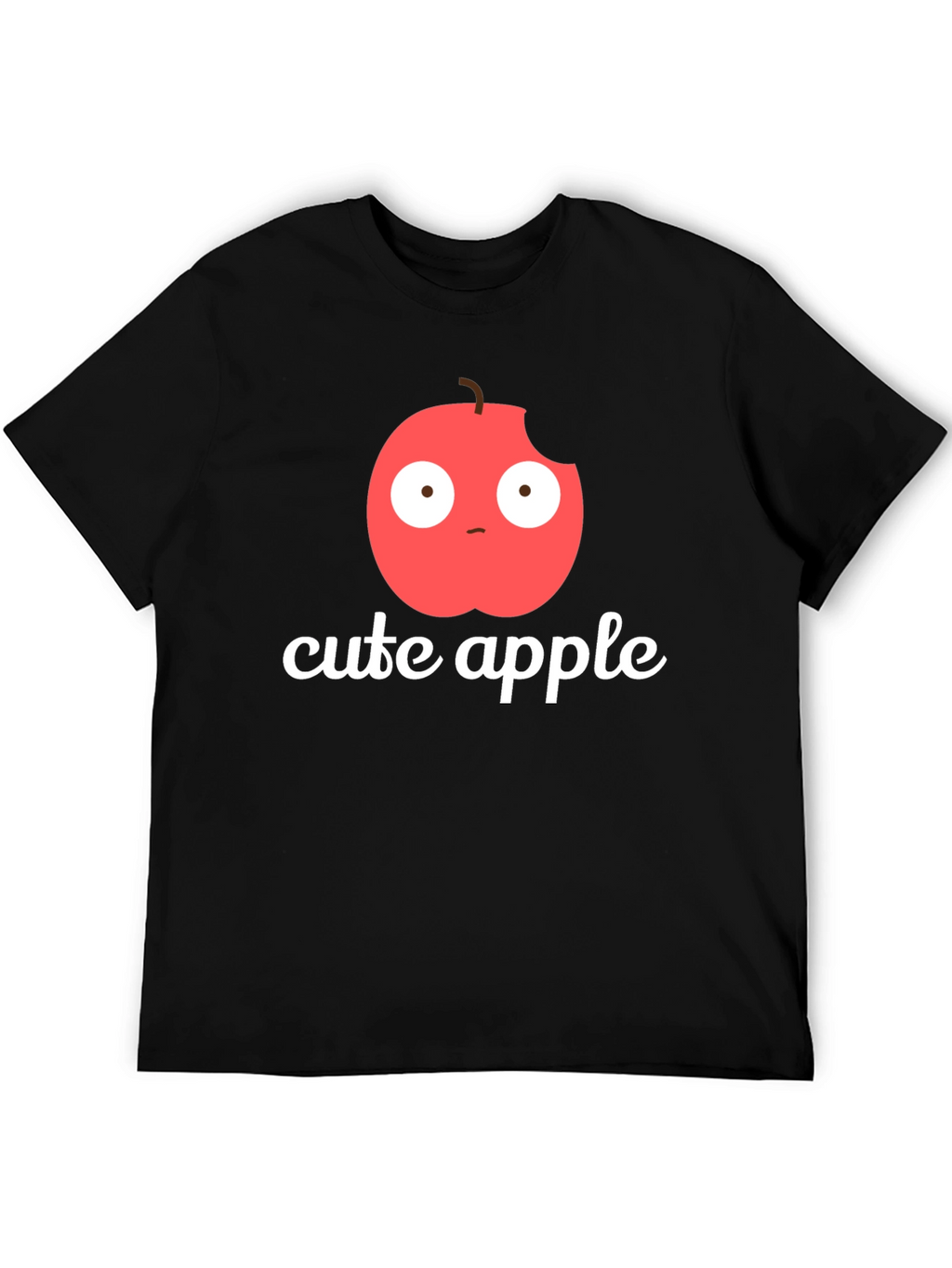 Cute Apple Graphic Print T-Shirt -  Mens Black Tee
