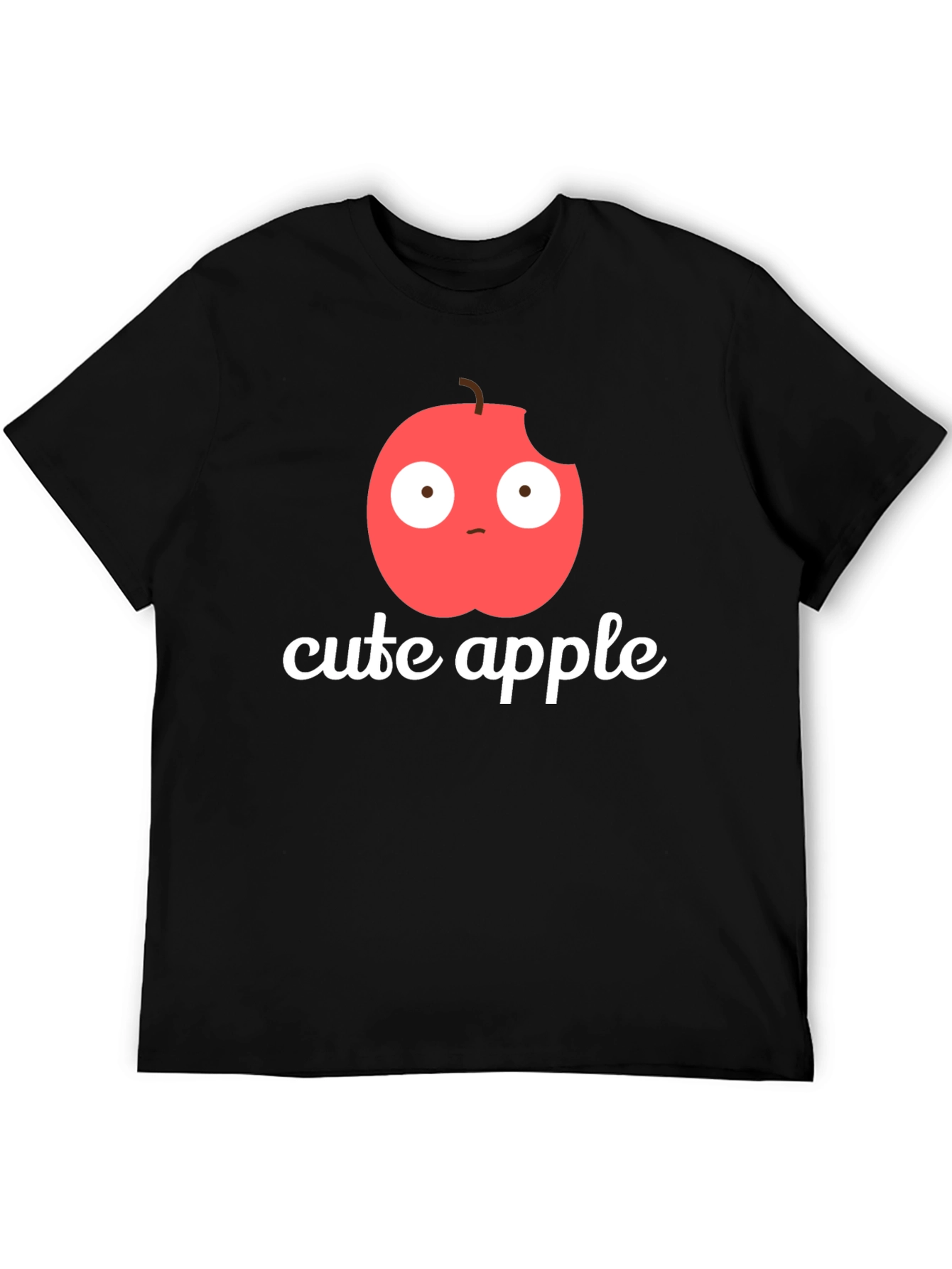 Cute Apple Graphic Print T-Shirt -  Mens Black Tee