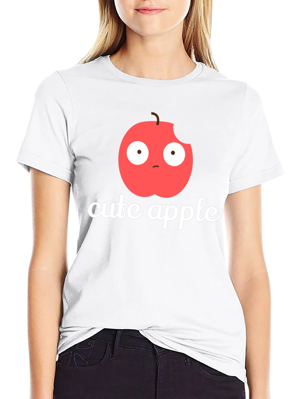 Cute Apple Graphic Print T-Shirt -  Mens Black Tee