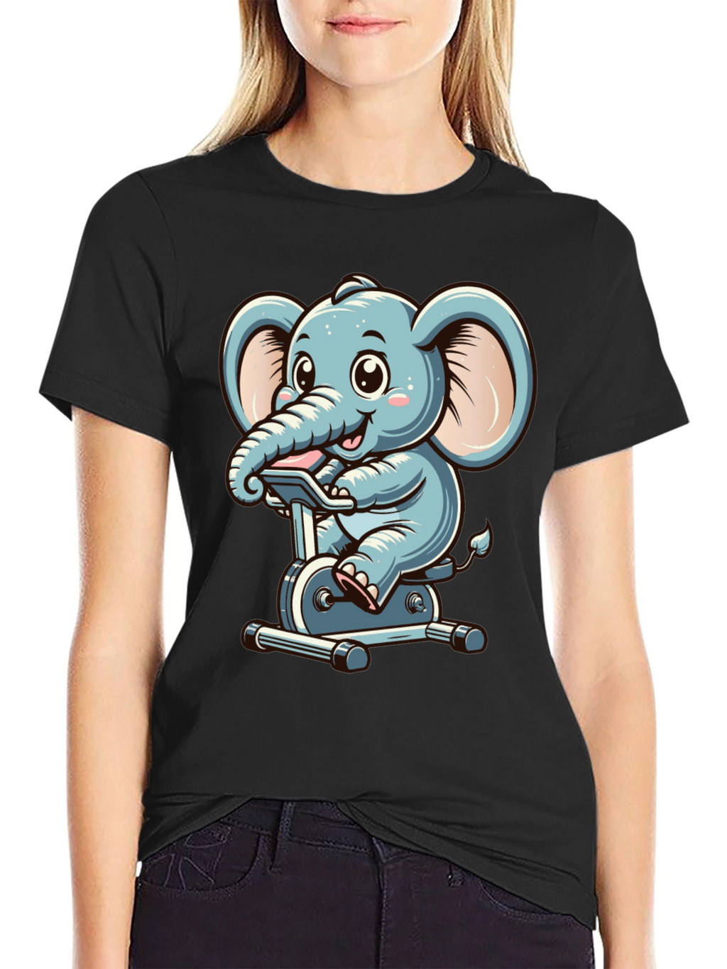 Elephant on Exercise Bike T-Shirt