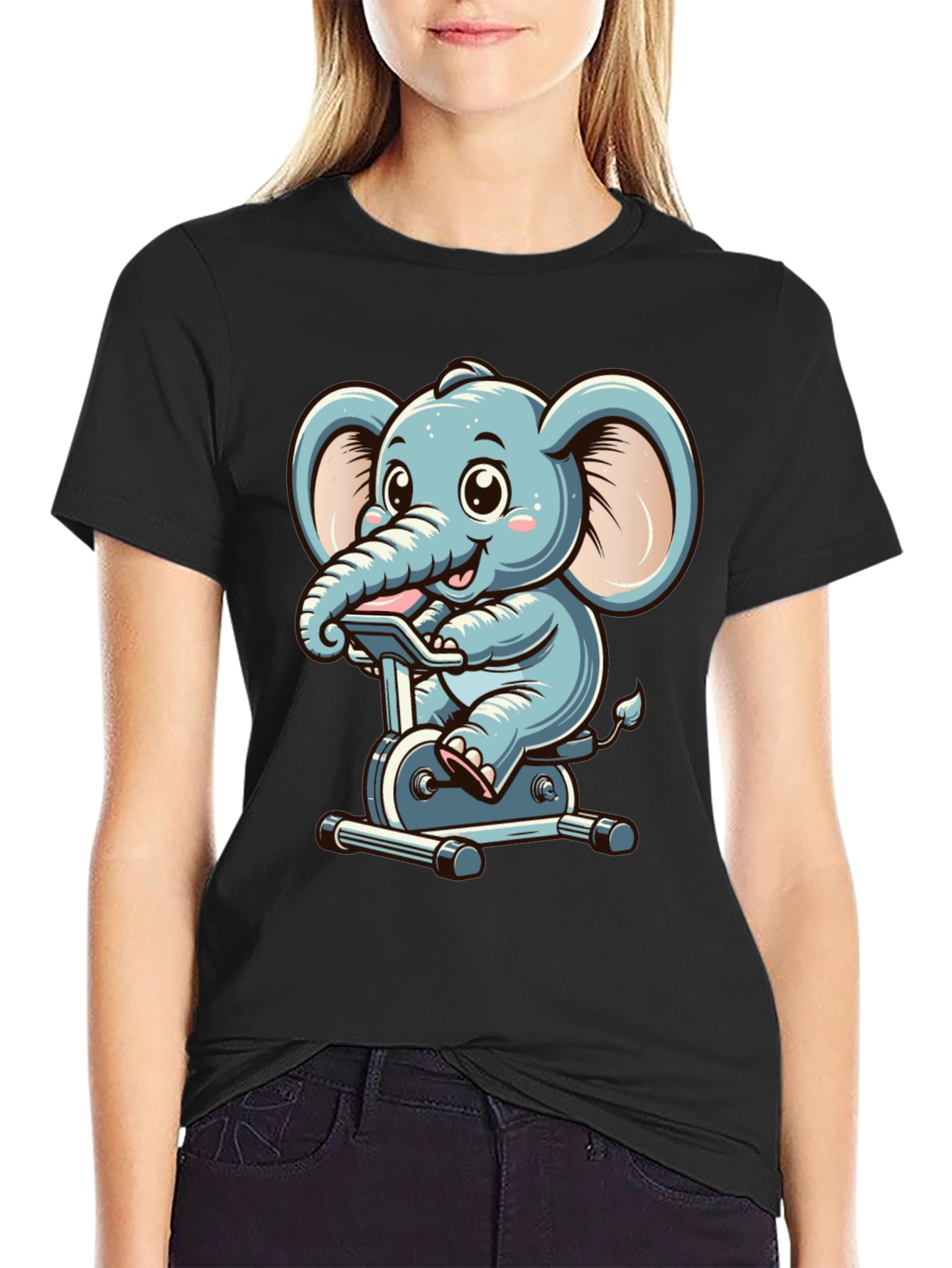 Elephant on Exercise Bike T-Shirt