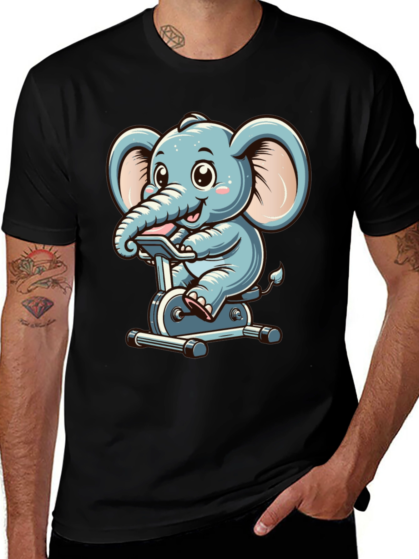 Elephant on Exercise Bike T-Shirt