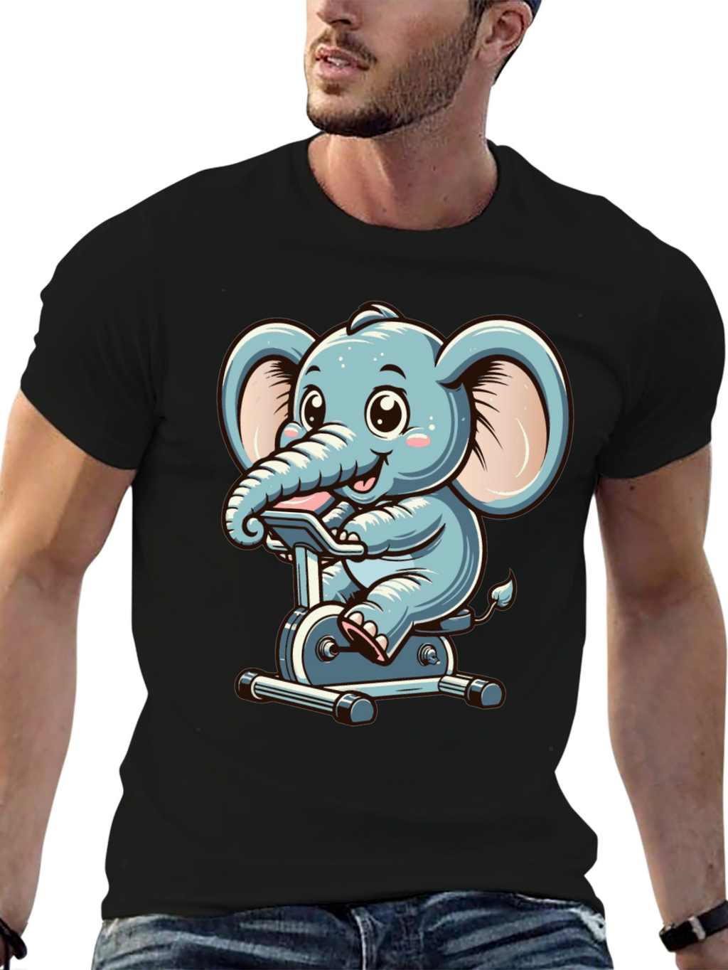 Elephant on Exercise Bike T-Shirt