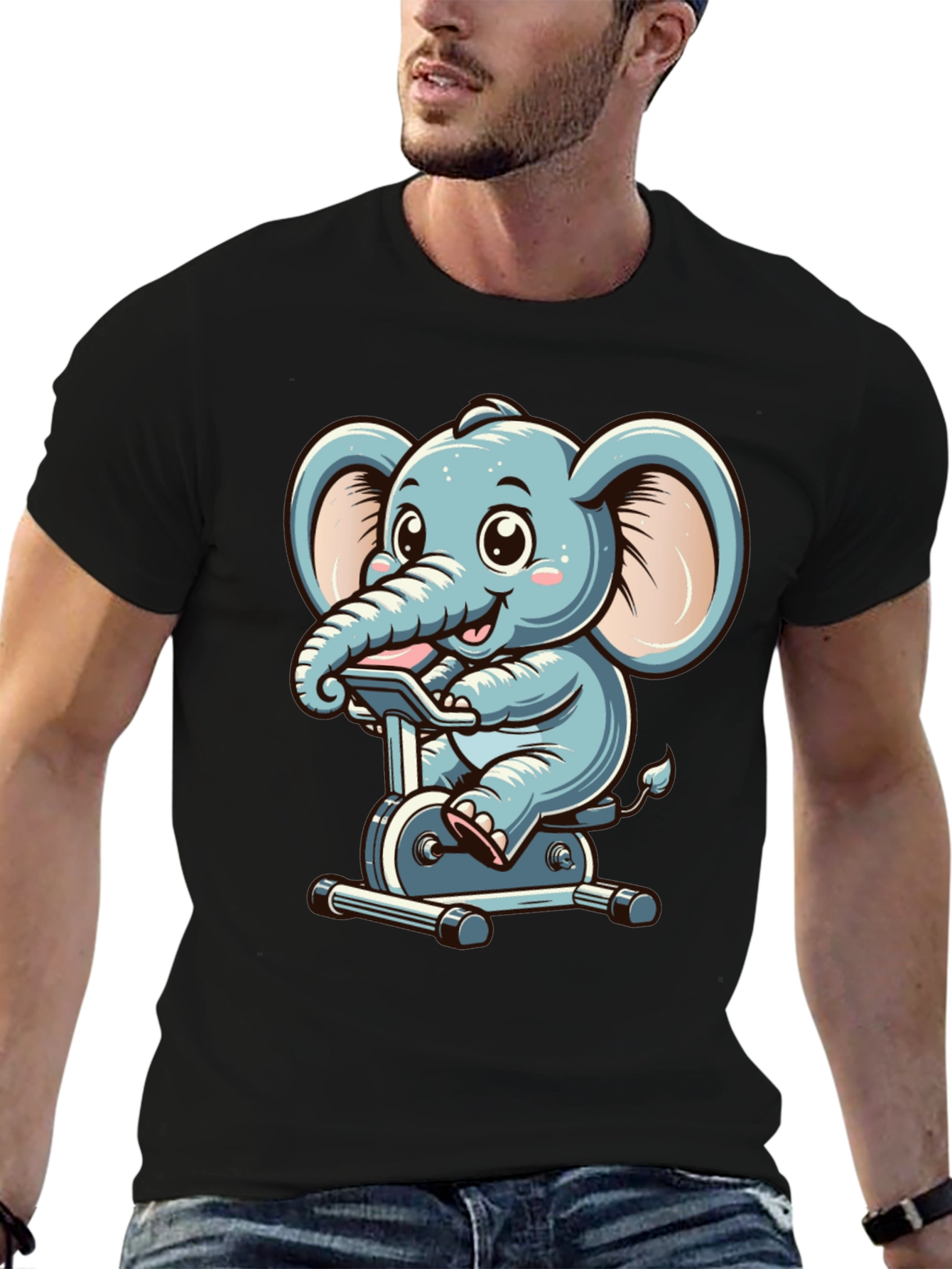 Elephant on Exercise Bike T-Shirt