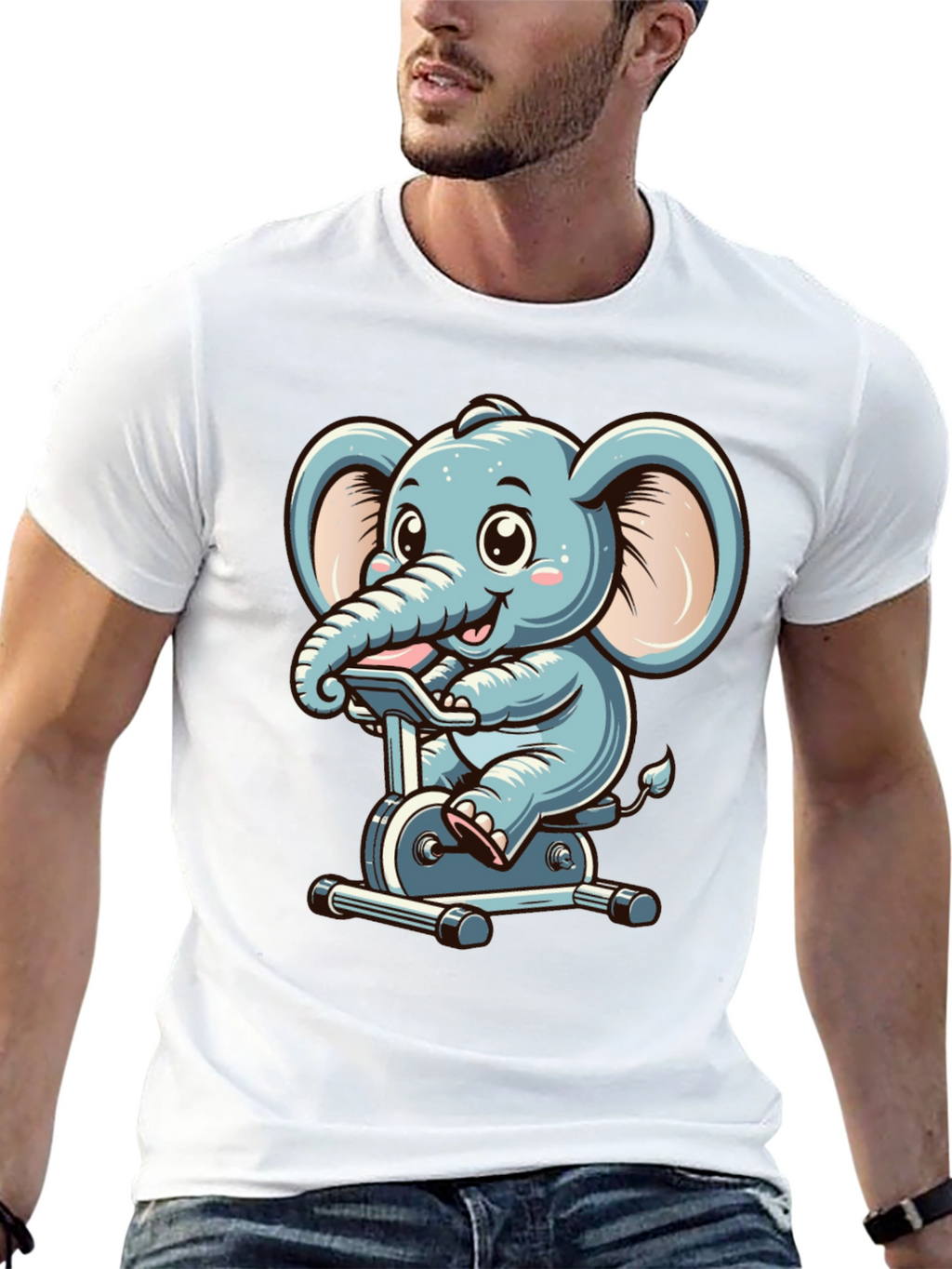 Elephant on Exercise Bike T-Shirt