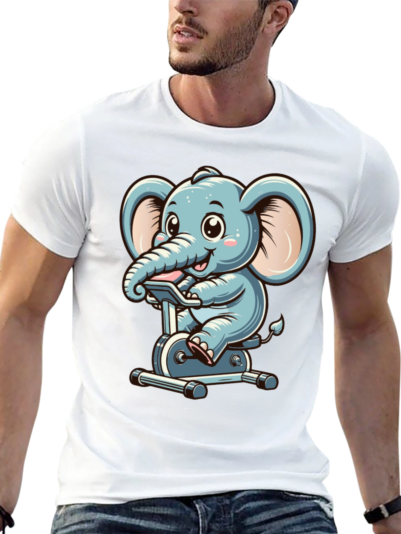 Elephant on Exercise Bike T-Shirt