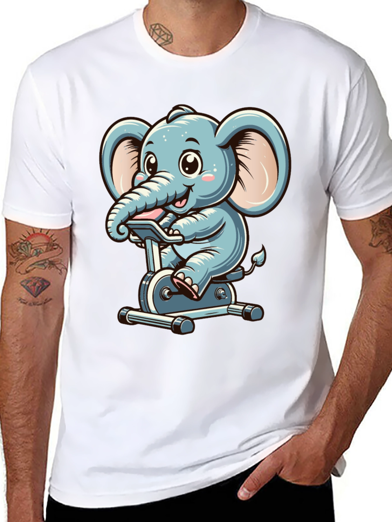 Elephant on Exercise Bike T-Shirt