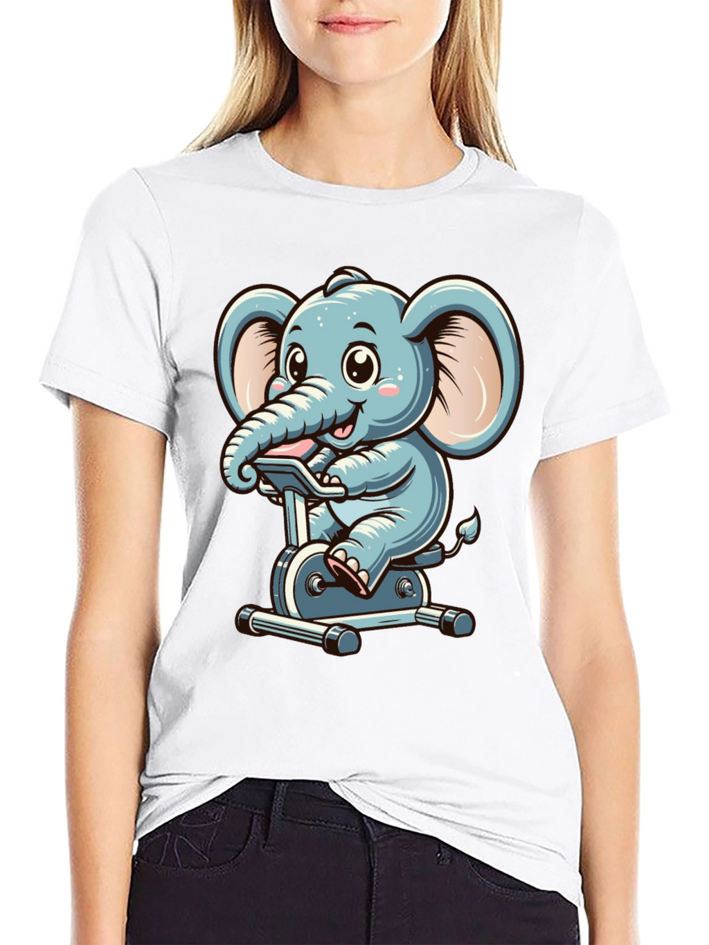 Elephant on Exercise Bike T-Shirt