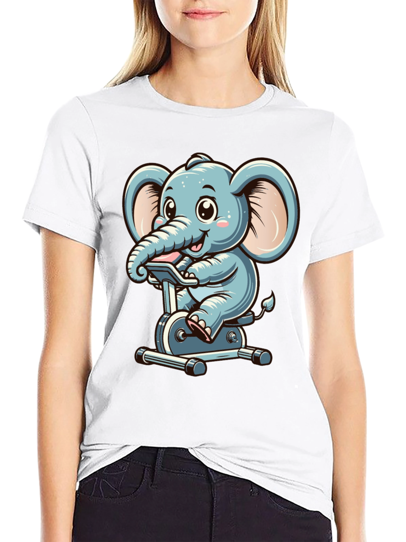 Elephant on Exercise Bike T-Shirt