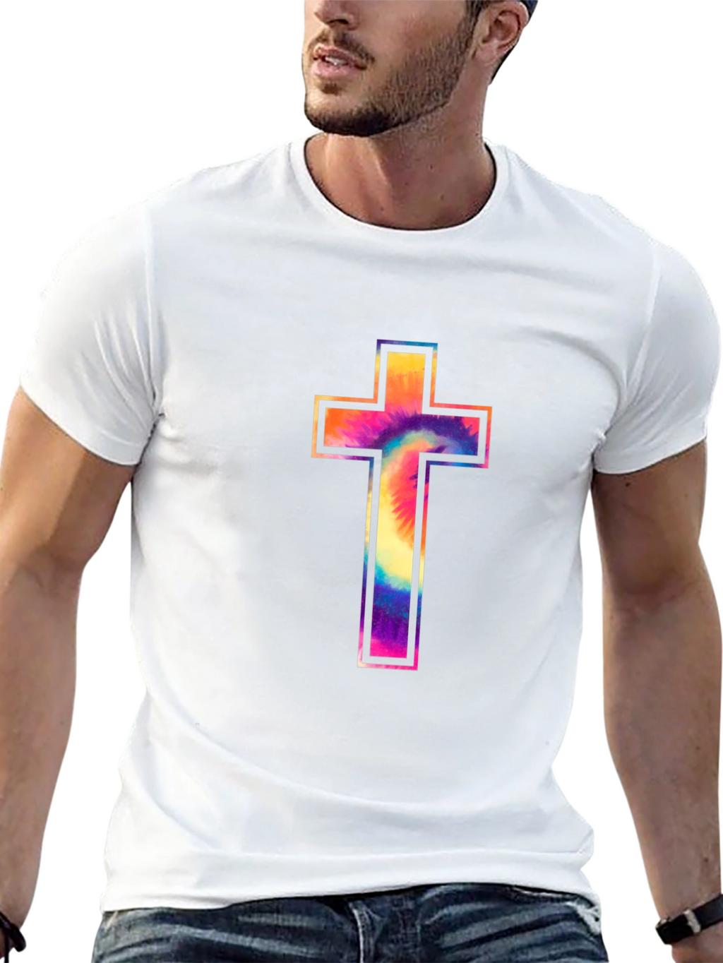 Tie-Dye Cross Graphic Tee - Stylish Christian Apparel