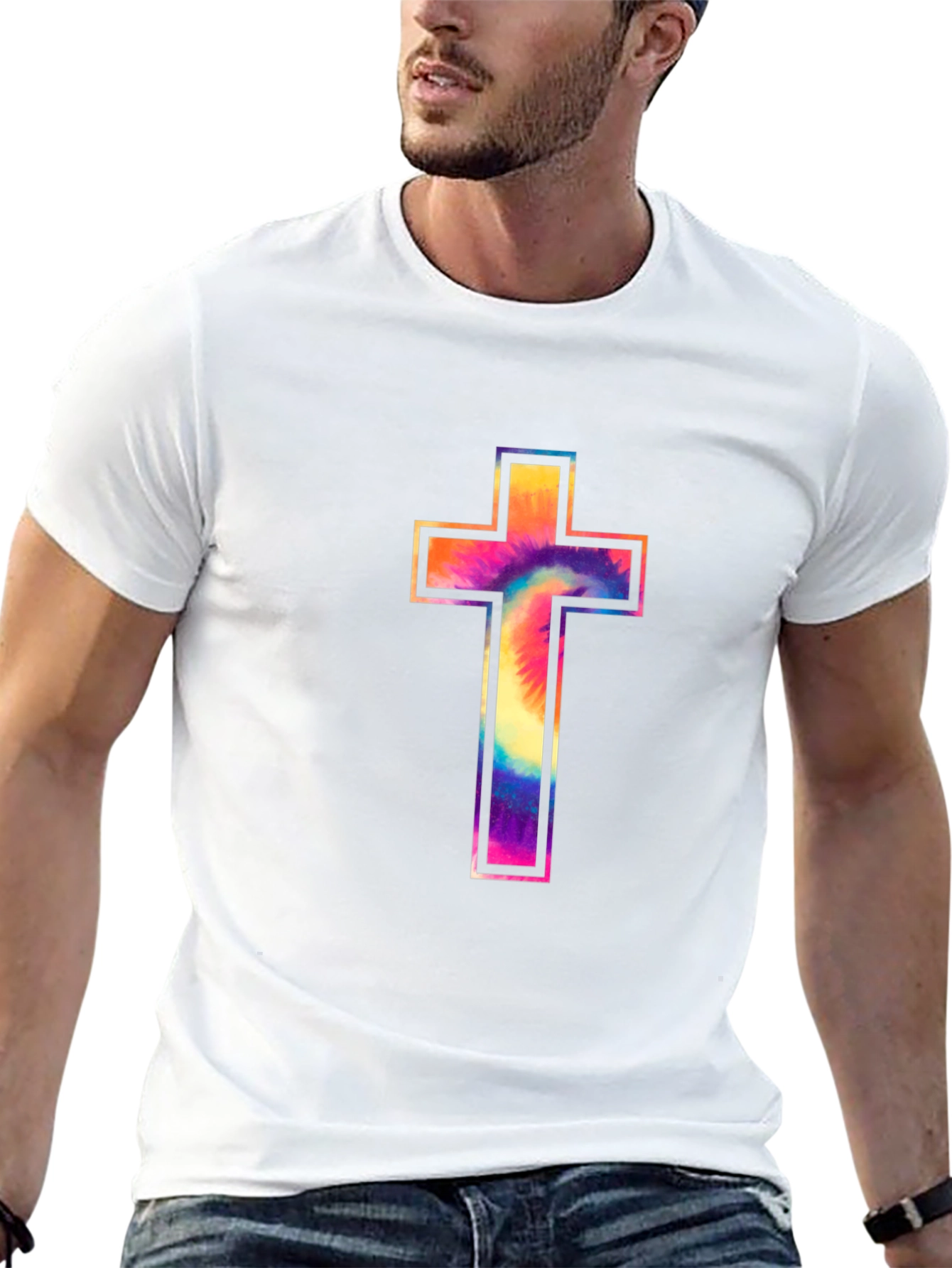 Tie-Dye Cross Graphic Tee - Stylish Christian Apparel