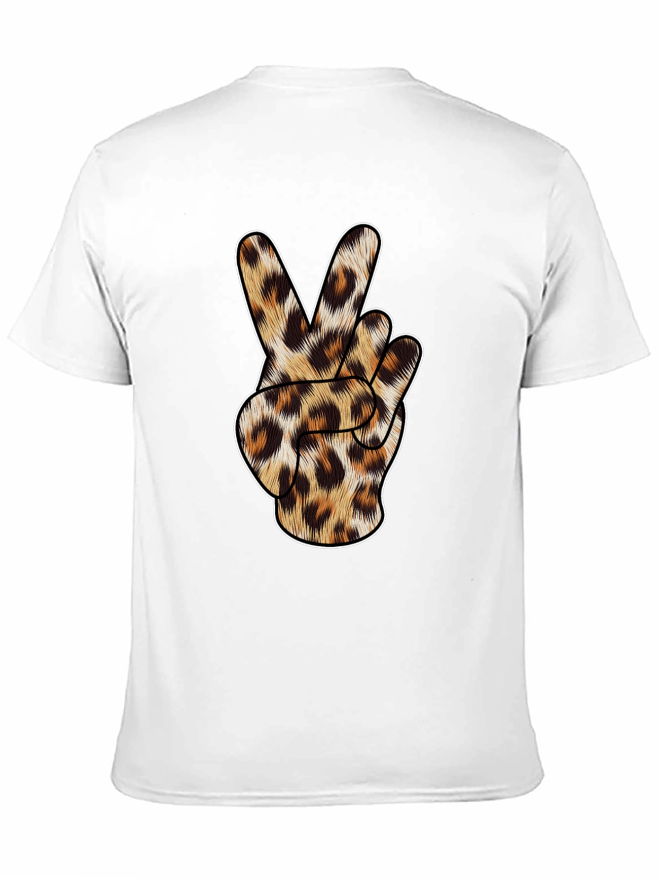 Leopard Print Peace Sign Black T-Shirt