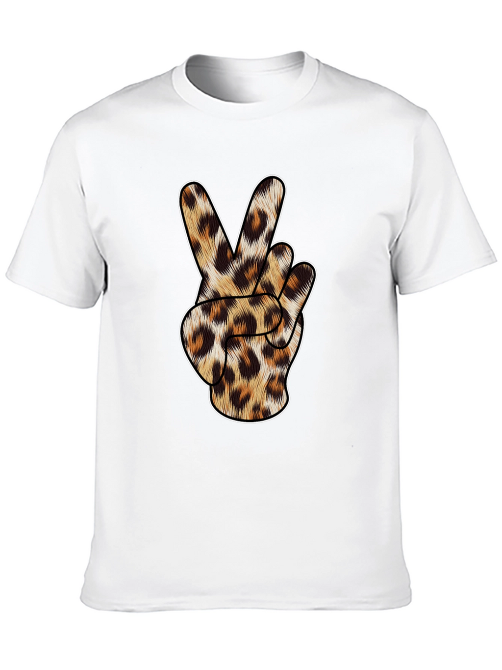 Leopard Print Peace Sign Black T-Shirt