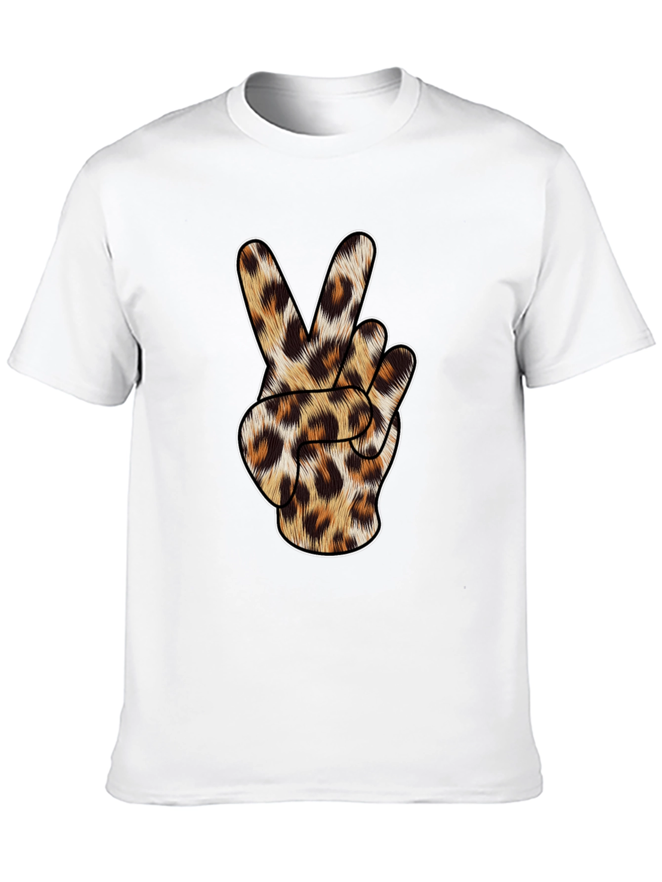 Leopard Print Peace Sign Black T-Shirt