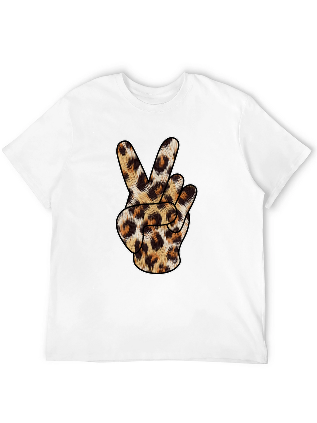 Leopard Print Peace Sign Black T-Shirt