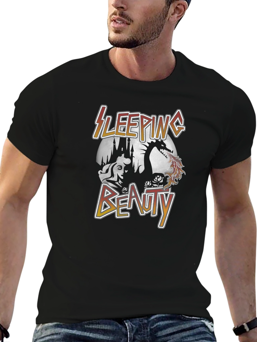 Sleeping Beauty Dragon Graphic Tee - Unisex Black T-Shirt