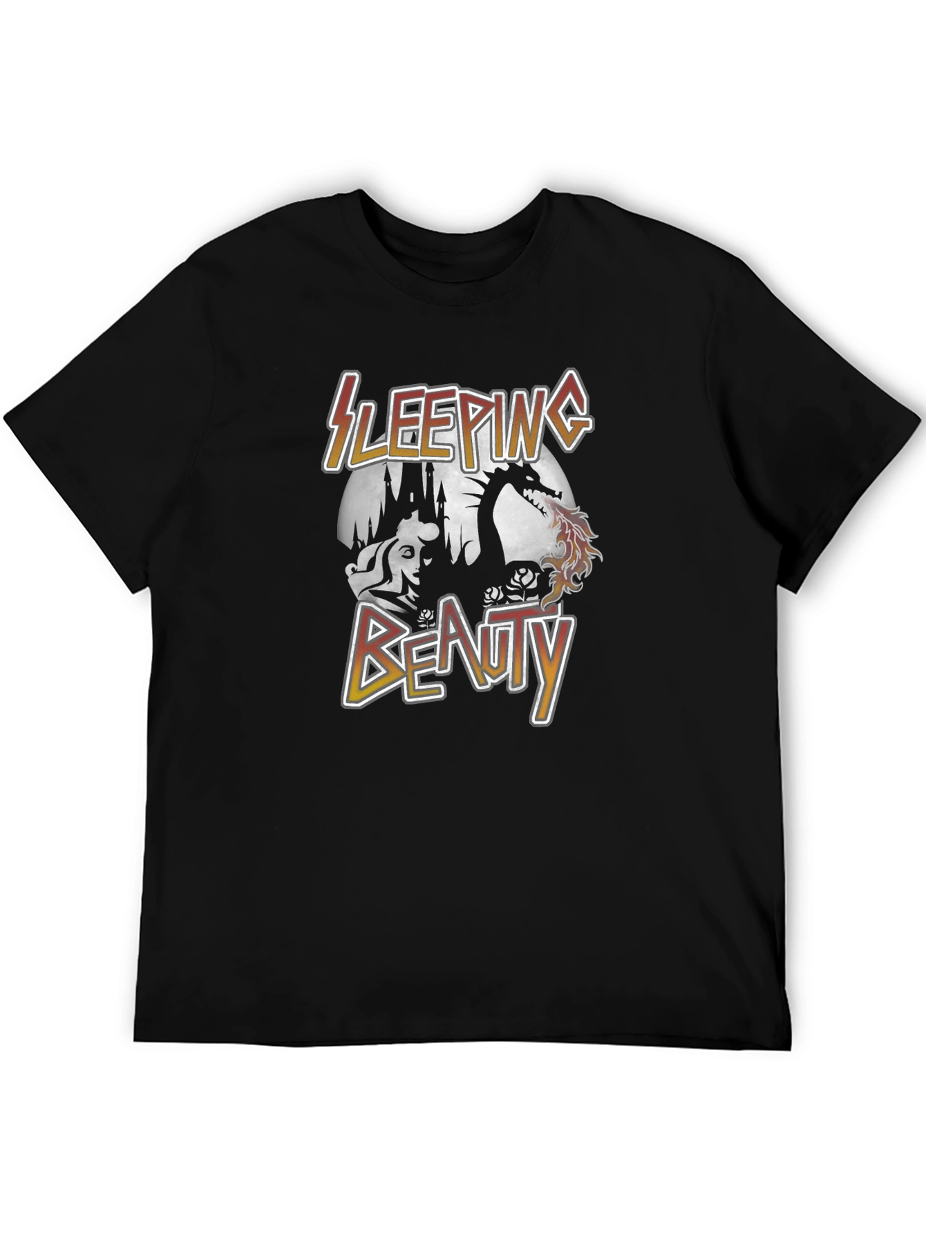 Sleeping Beauty Dragon Graphic Tee - Unisex Black T-Shirt