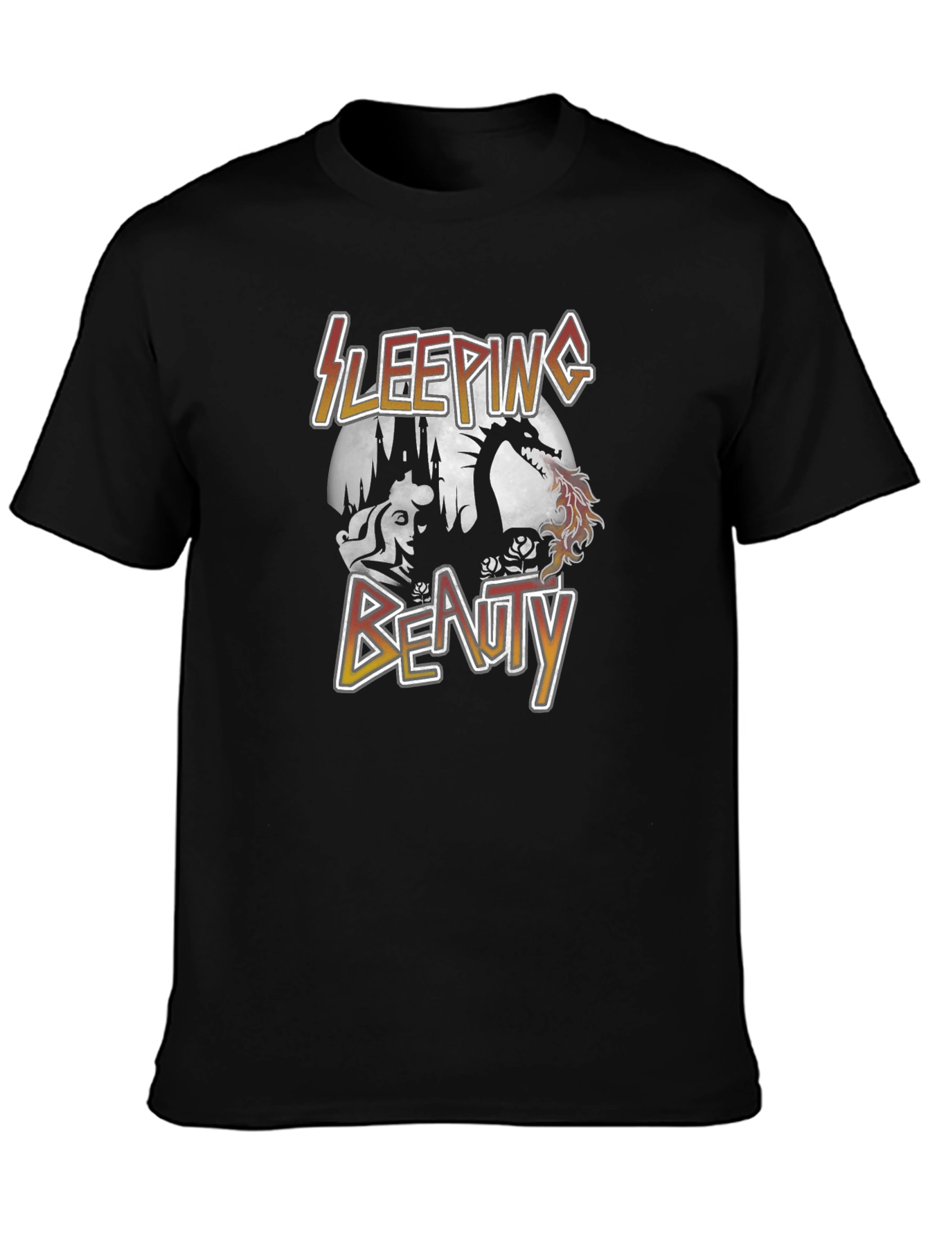 Sleeping Beauty Dragon Graphic Tee - Unisex Black T-Shirt