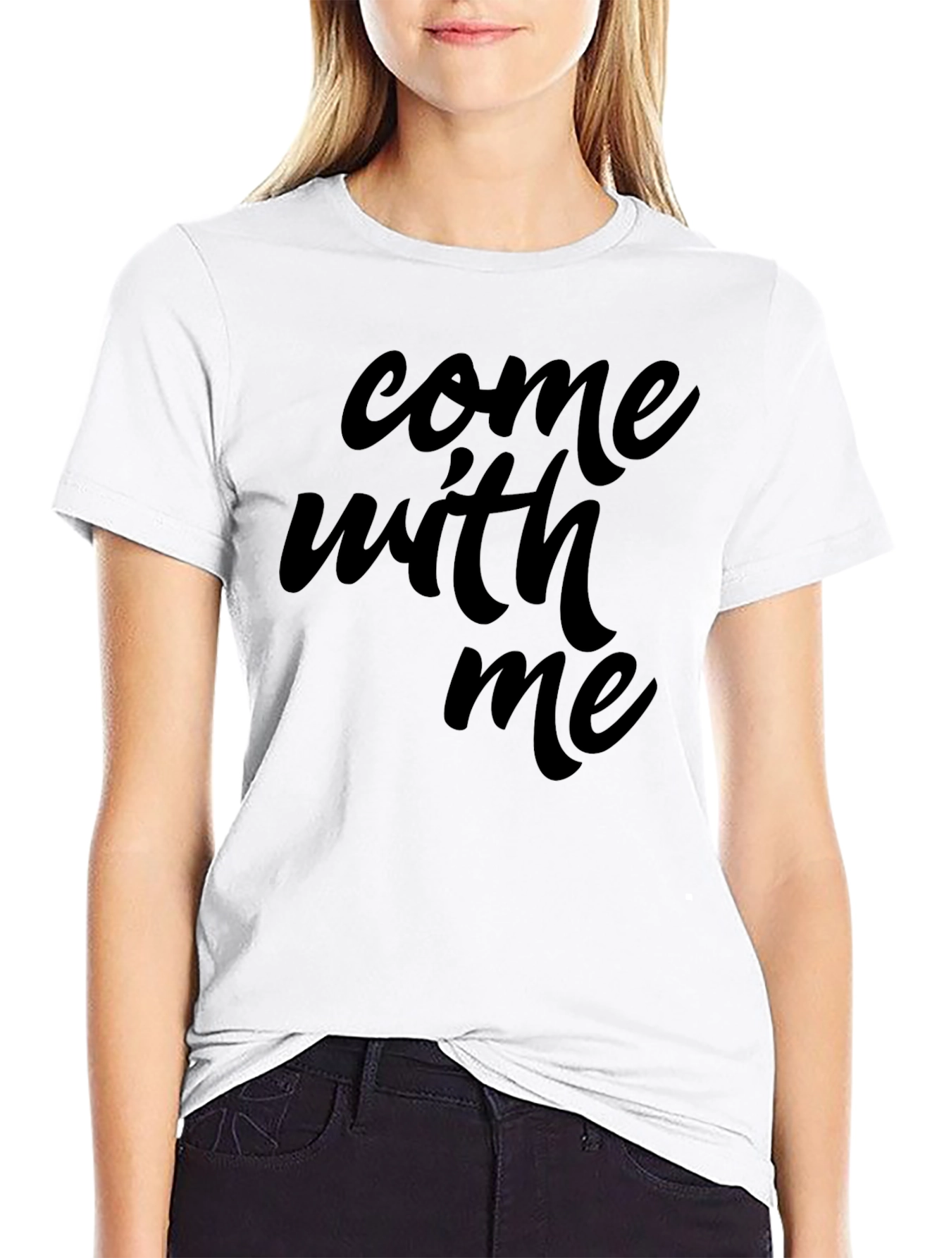 Come With Me Graphic Tee - Black Casual T-Shirt