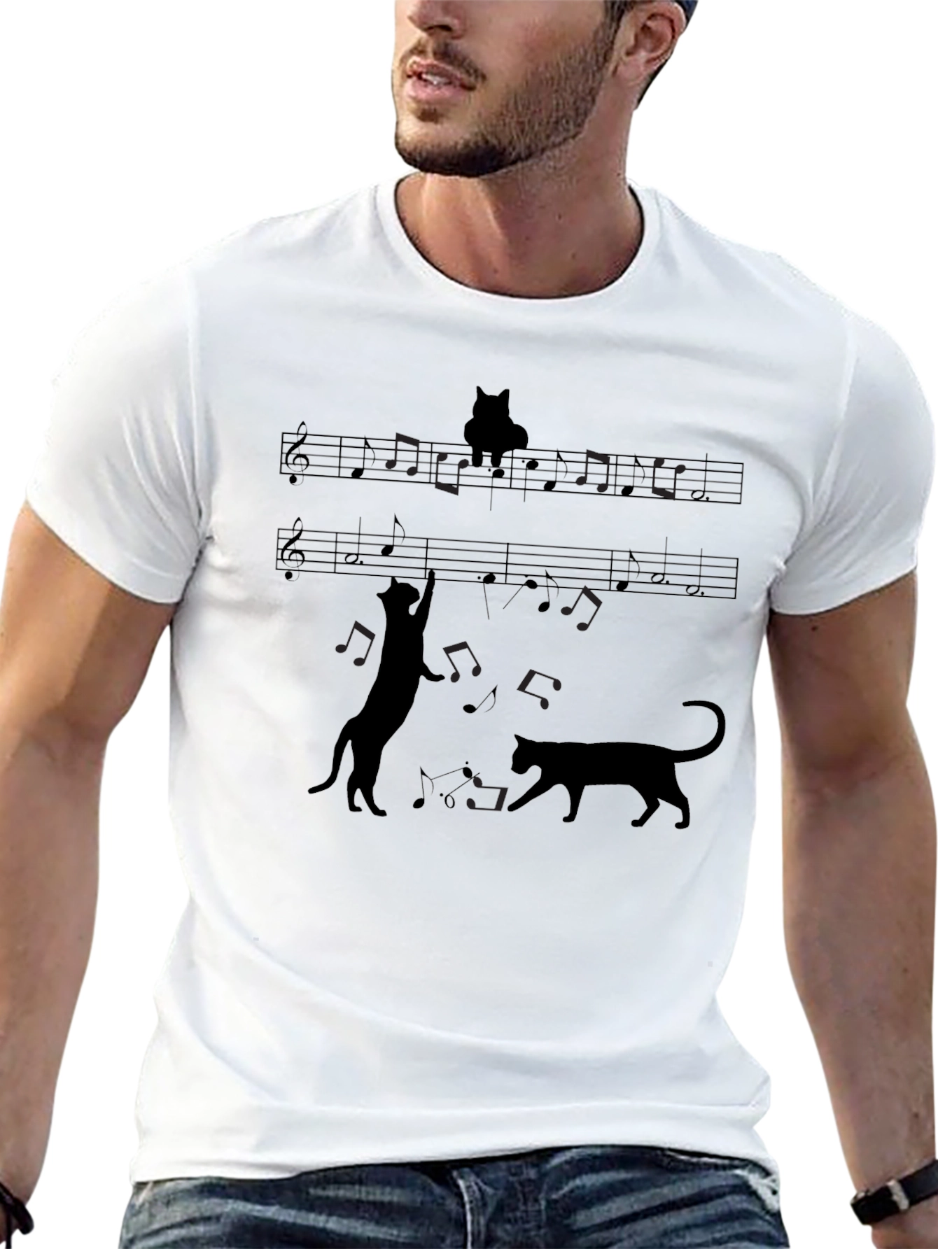 Musical Cats Black Graphic Tee